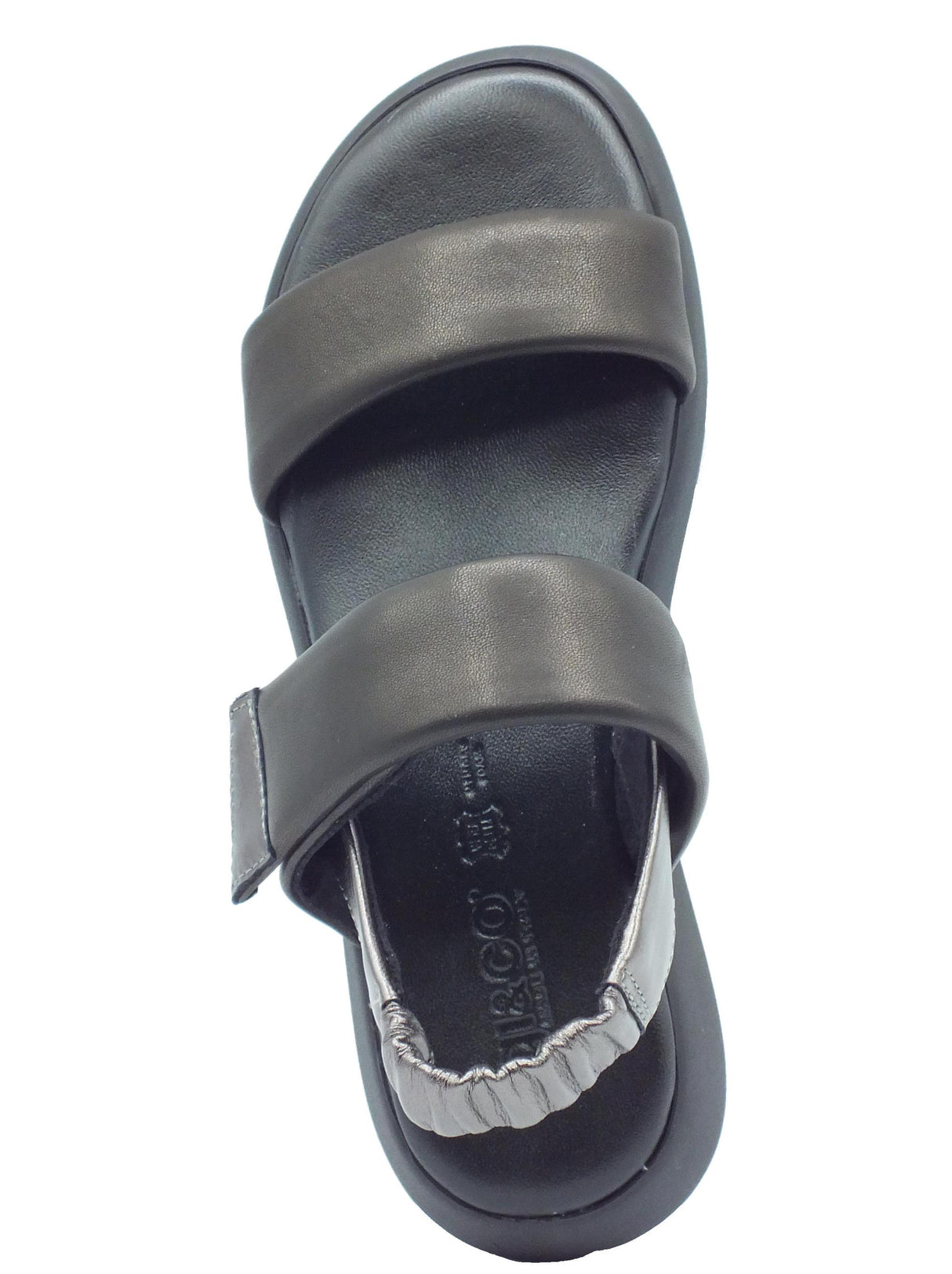 Igi&Co Igi&Co 5684400 Capra Nero Sandali per Donna in pelle con zeppa bassa e strappo Nero