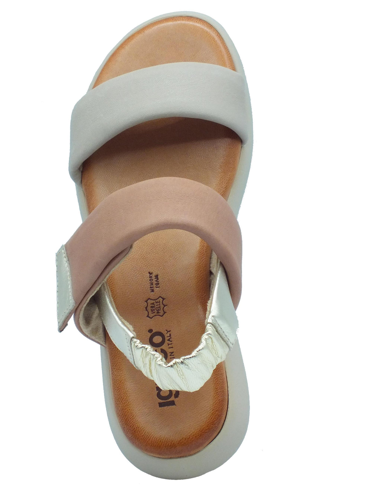 Igi&Co Igi&Co 5684422 Capra Marrone-Salvia Sandali per Donna in pelle con zeppa bassa e strappo Marrone-Salvia