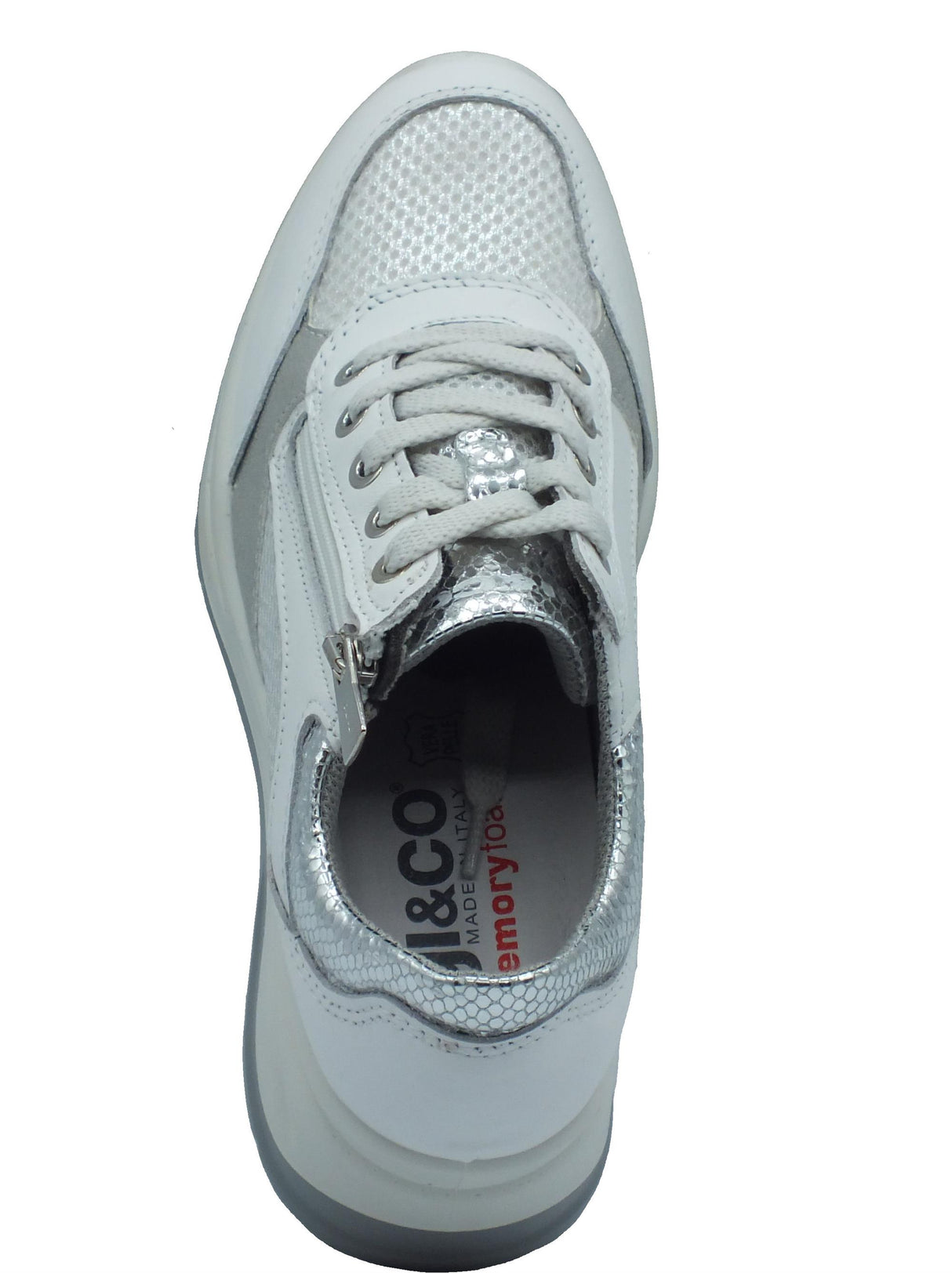 Igi&Co Igi&Co 5655700 Nappa Soft Bianco Sneakers per Donna in pelle e tessuto con zeppa alta Bianco