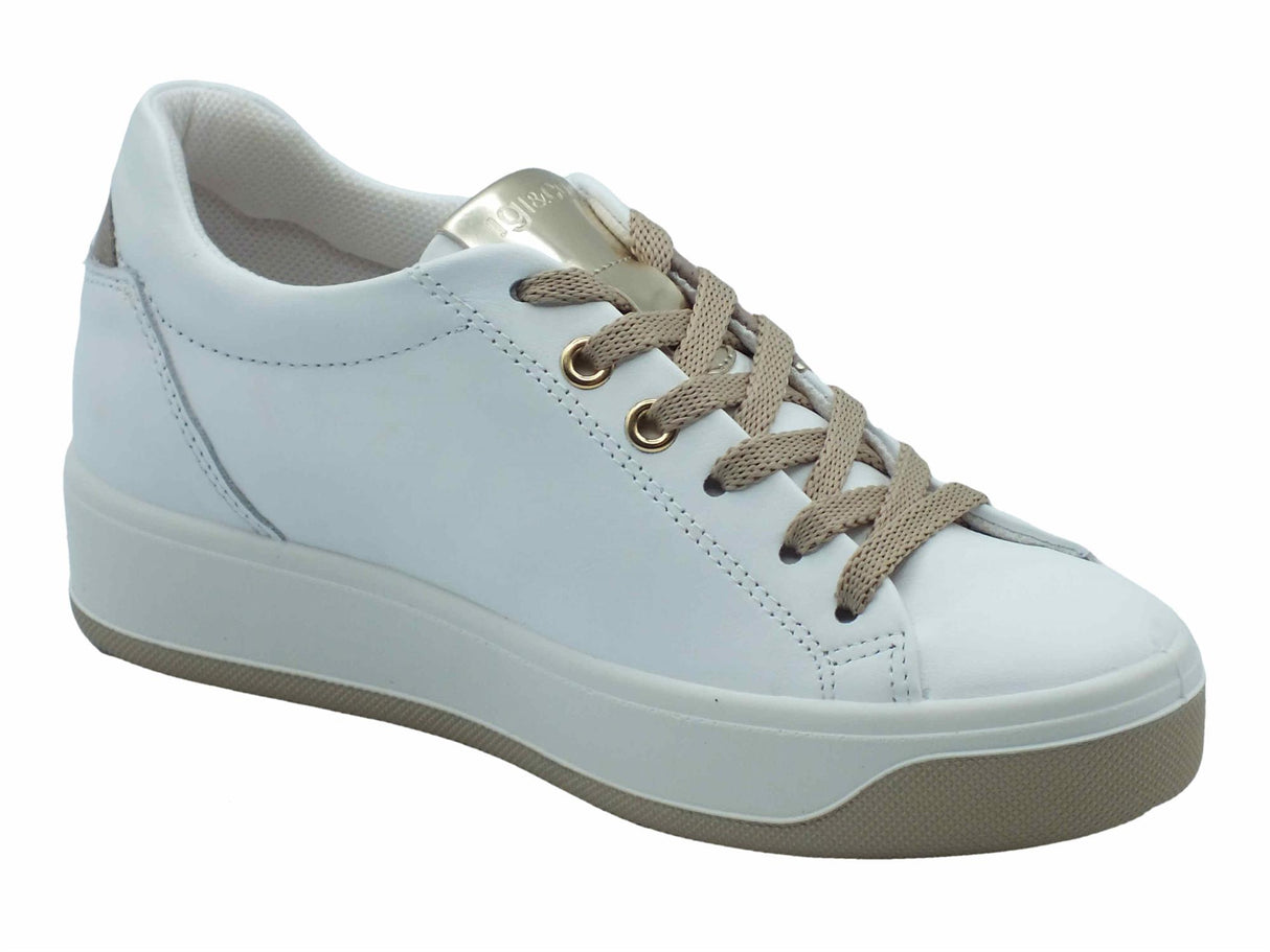 Igi&Co Igi&Co 5658500 Nappa Soft Bianco Sneakers sportive per Donna in pelle con zeppa bassa Bianco