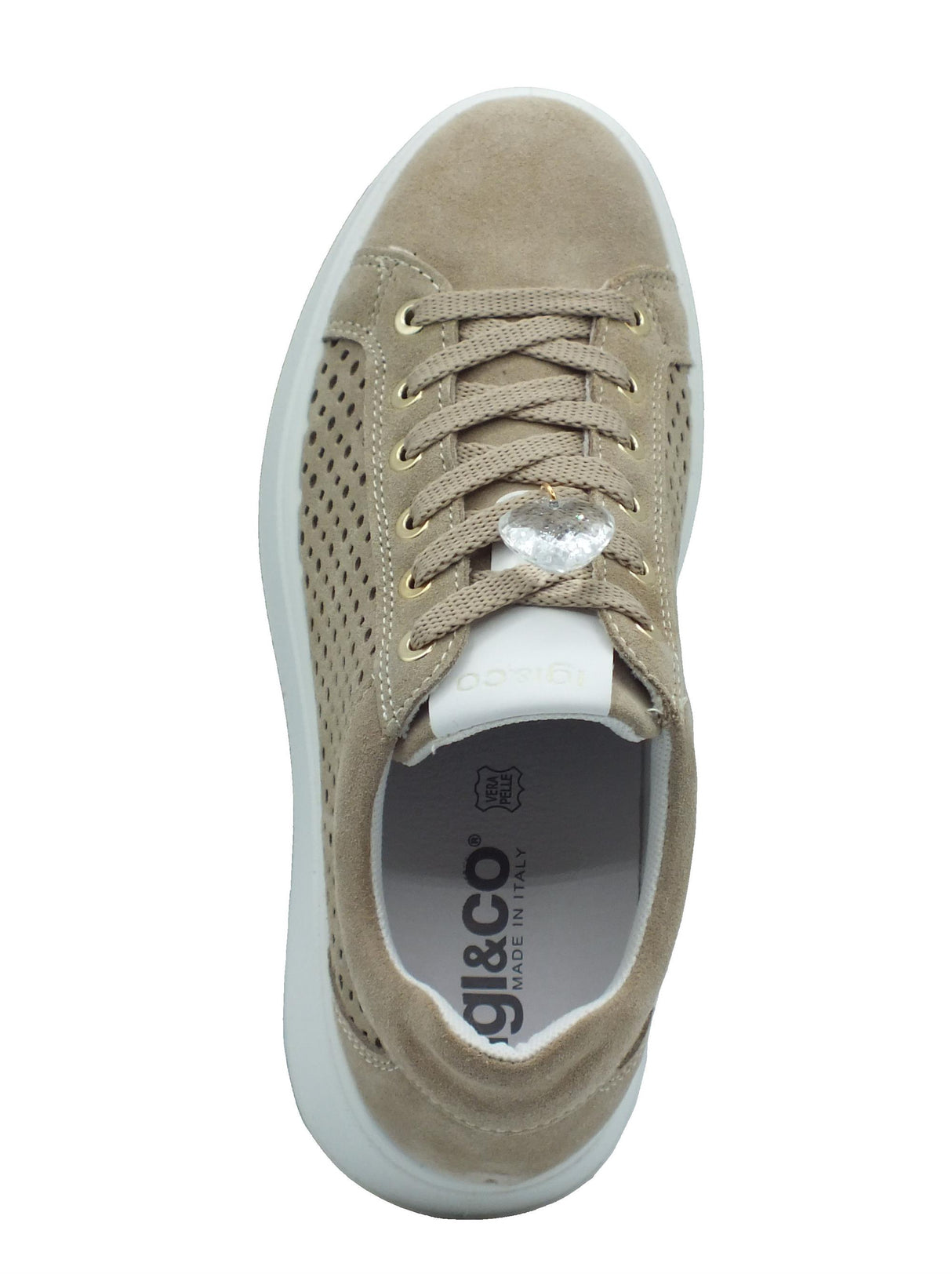 Igi&Co Igi&Co 5659511 Scamosciato Avorio Sneakers sportive per Donna in nabuk traforato con zeppa alta avorio