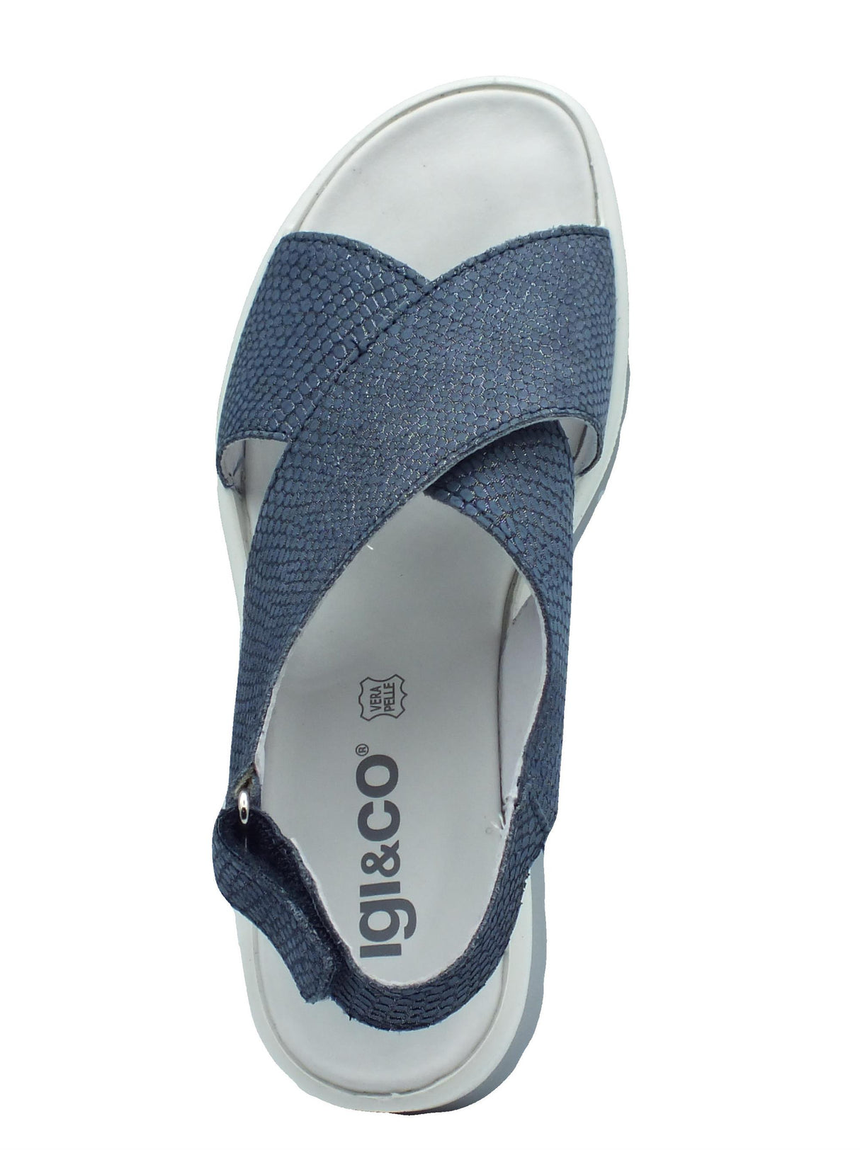 Igi&Co Igi&Co 5667322 Nabuk Blu Sandali per Donna in pelle squamata con zeppa alta Blu