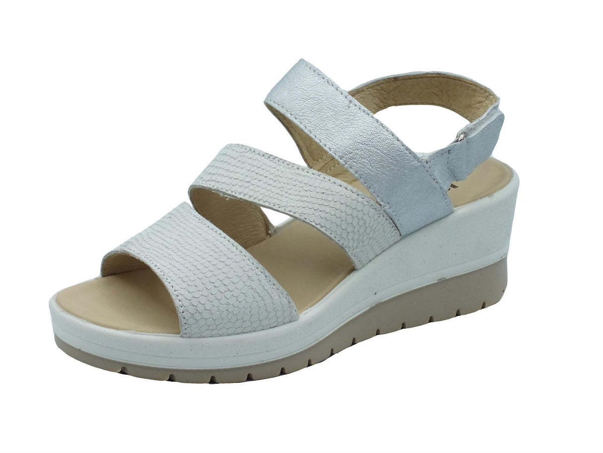 Igi&Co Igi&Co 5667411 Nabuk Bianco Sandali per Donna in pelle liscia e squamata con zeppa alta Bianco