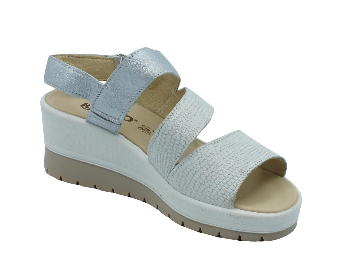 Igi&Co Igi&Co 5667411 Nabuk Bianco Sandali per Donna in pelle liscia e squamata con zeppa alta Bianco
