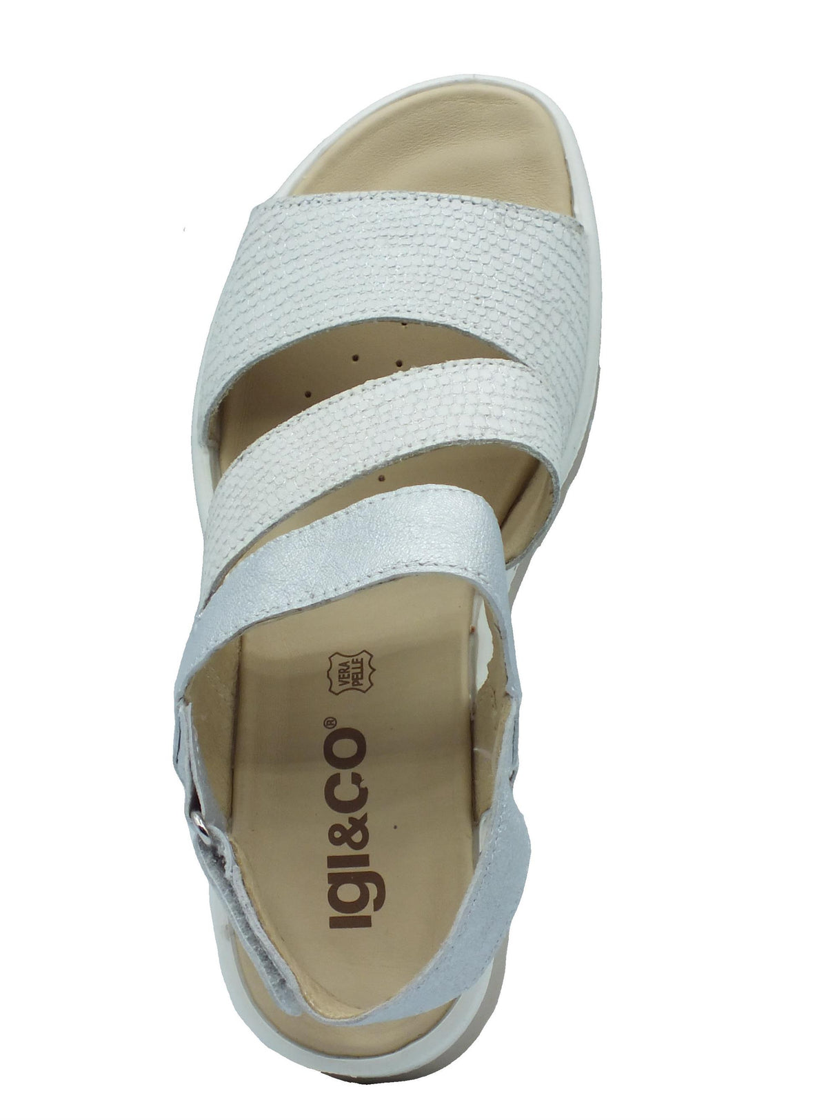 Igi&Co Igi&Co 5667411 Nabuk Bianco Sandali per Donna in pelle liscia e squamata con zeppa alta Bianco