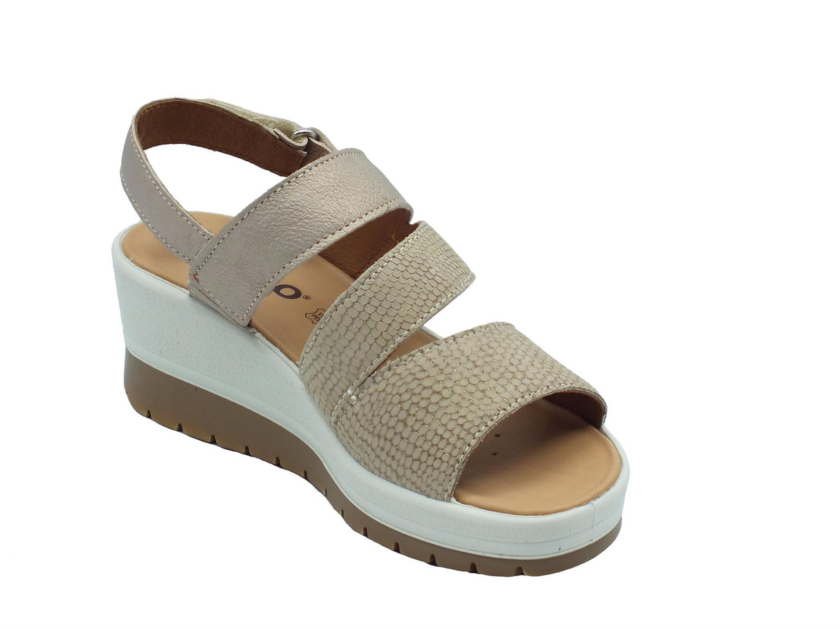 Igi&Co Igi&Co 5667422 Nabuk Taupe Sandali per Donna in pelle liscia e squamata con zeppa alta Taupe