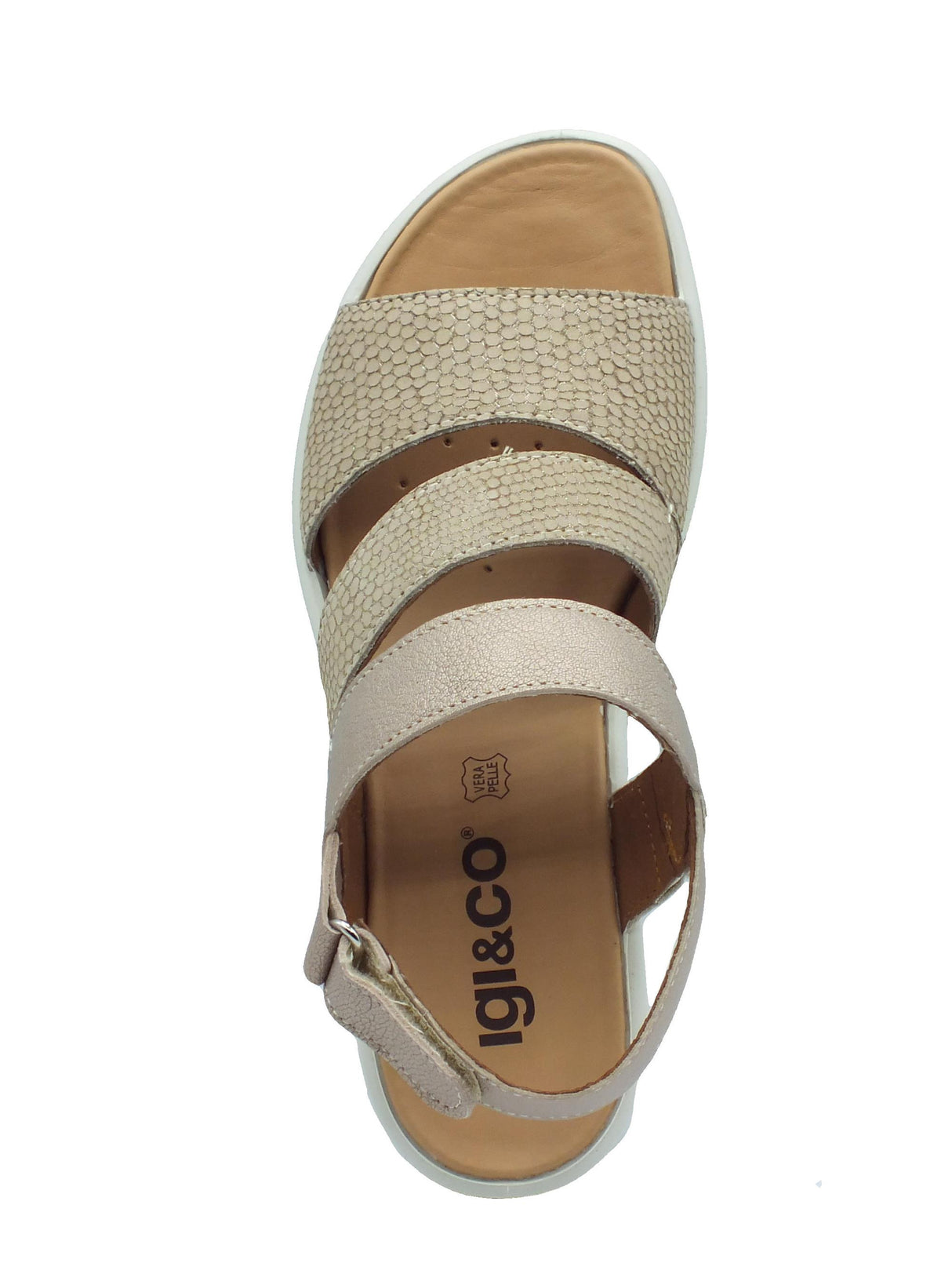 Igi&Co Igi&Co 5667422 Nabuk Taupe Sandali per Donna in pelle liscia e squamata con zeppa alta Taupe