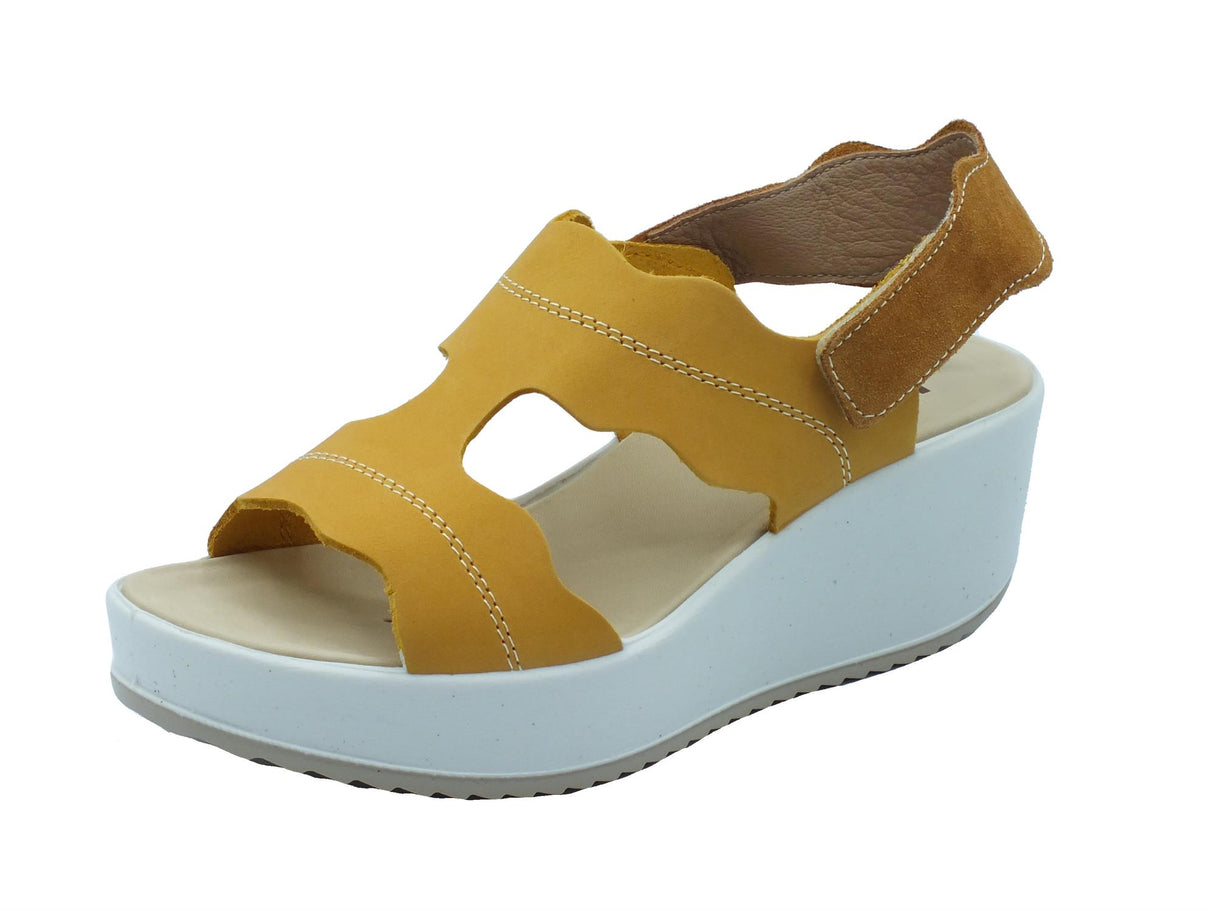 Igi&Co Igi&Co 5668433 Nabuk Liscio Giallo Sandali per Donna con zeppa alta con regolazione a strappo Giallo