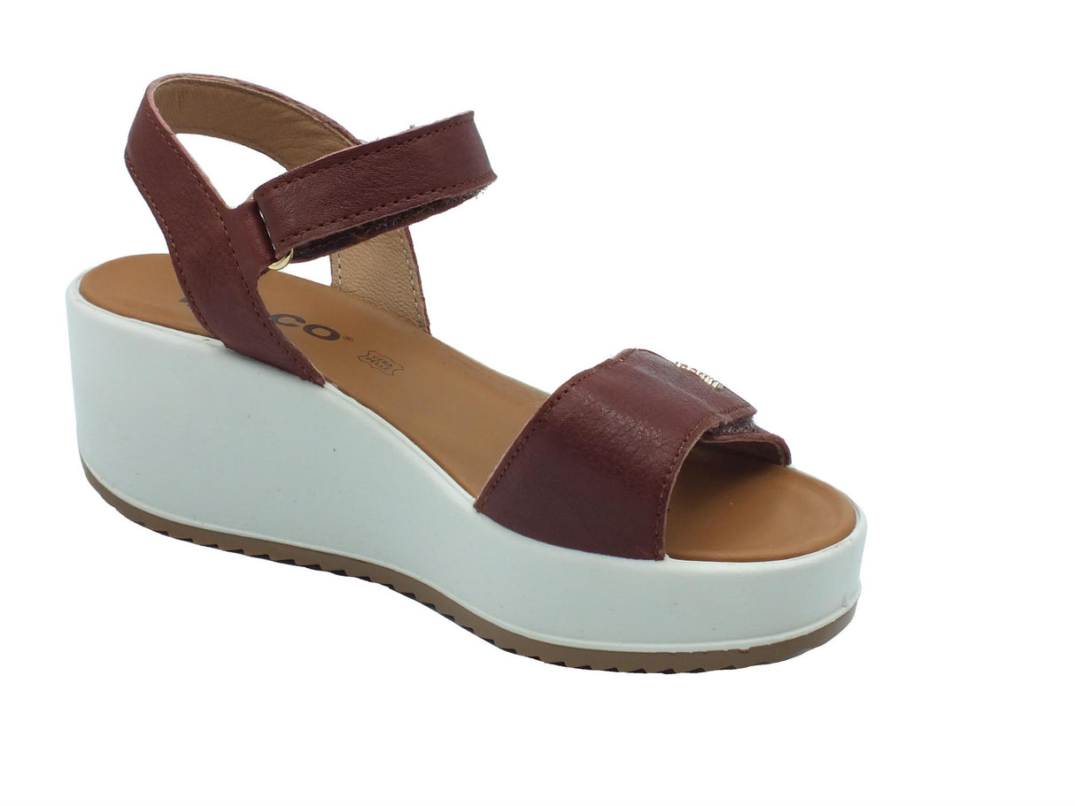Igi&Co Igi&Co 5668733 Capra Tamponata Marrone Sandali per Donna con zeppa alta con regolazione a strappo Marrone