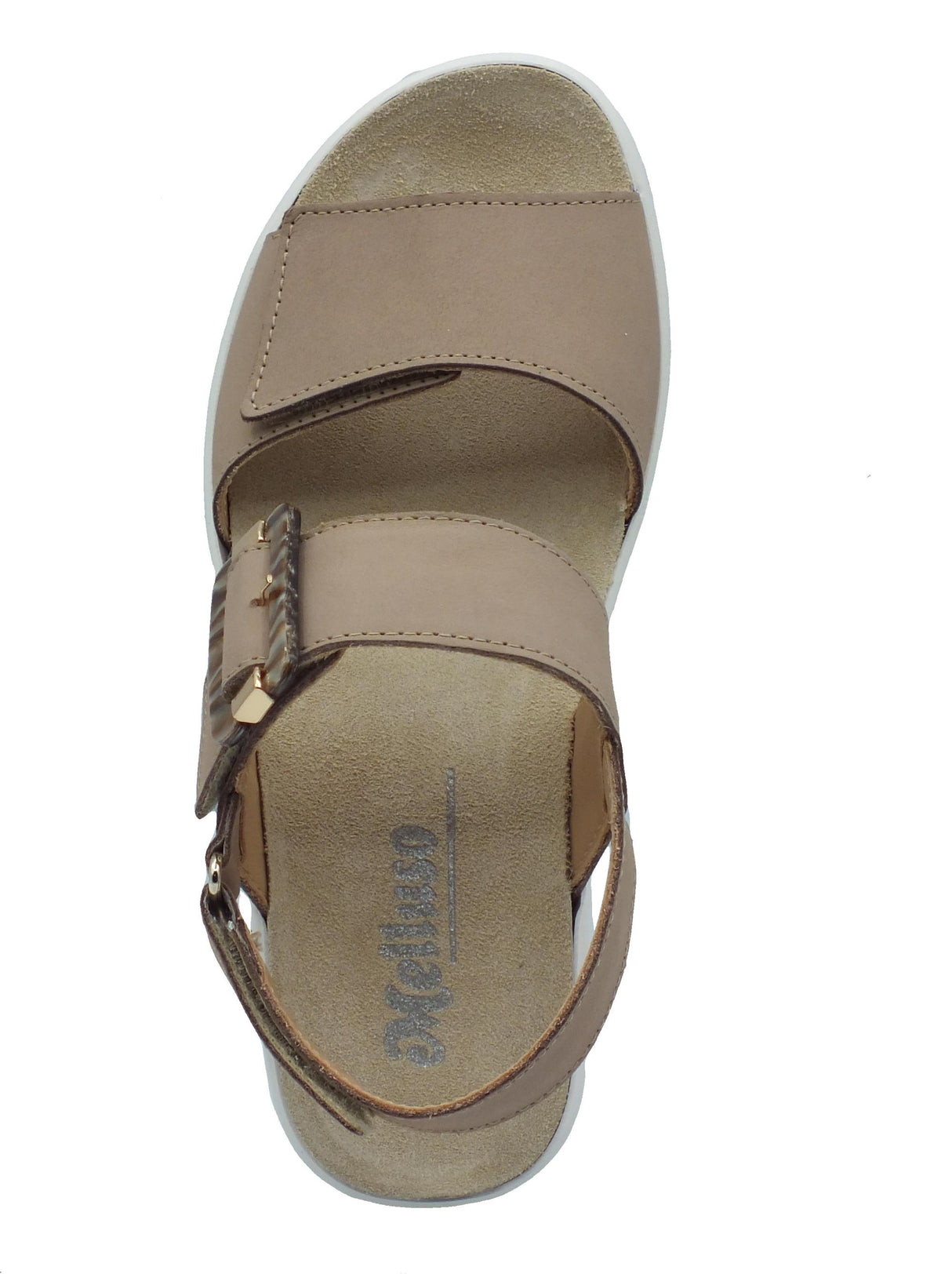 Melluso Melluso 019227 Corda Sandali confort per Donna in scamosciato Beige con zeppa media Corda
