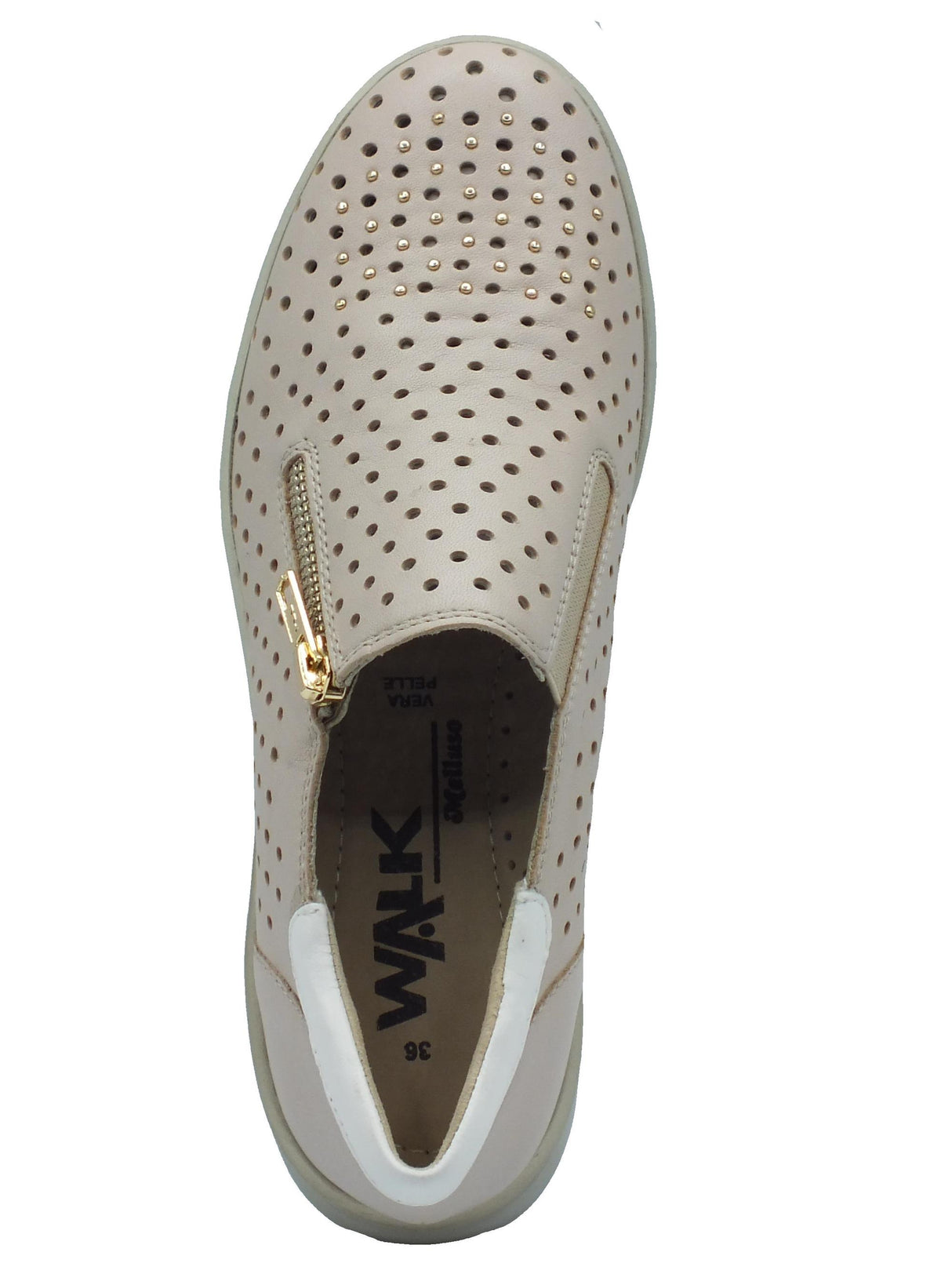 Melluso Melluso Walk K55432 Beige Mocassini confort per Donna in pelle con mezza lampo e zeppa Beige