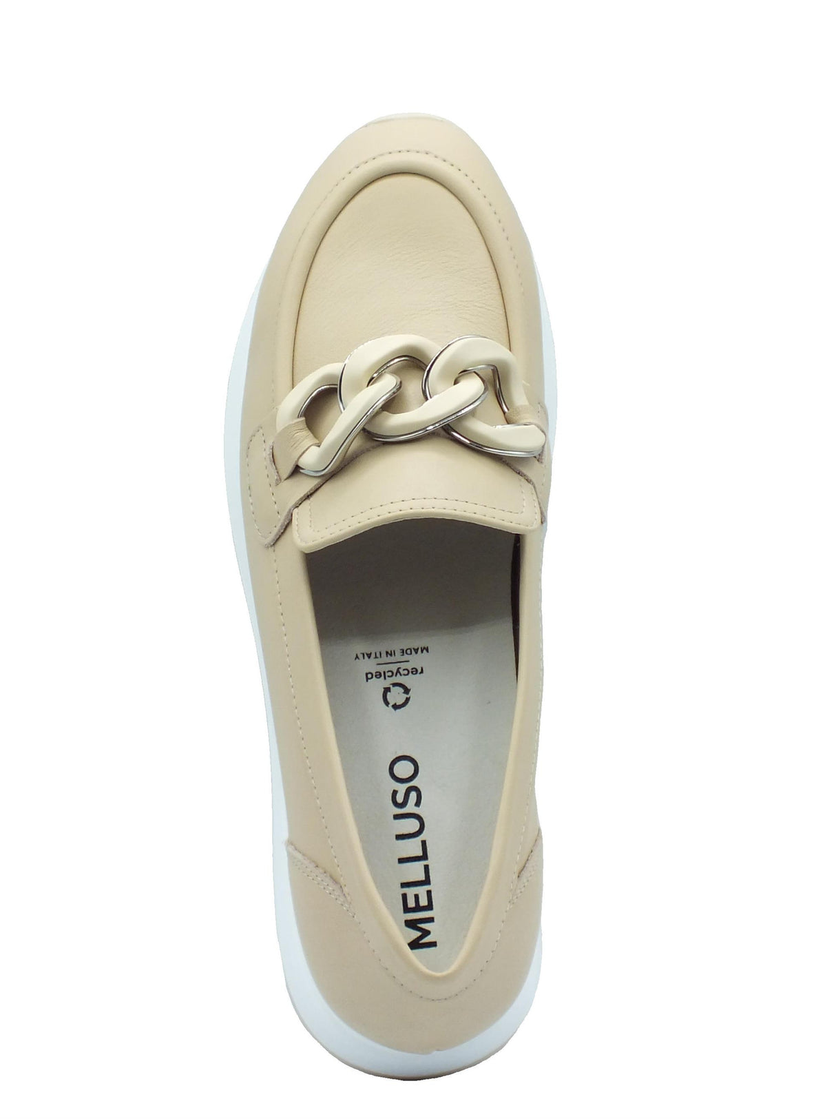 Melluso Melluso R20085 Carla Dec Latte Macchiato Mocassini per Donna in pelle beige con zeppa beige