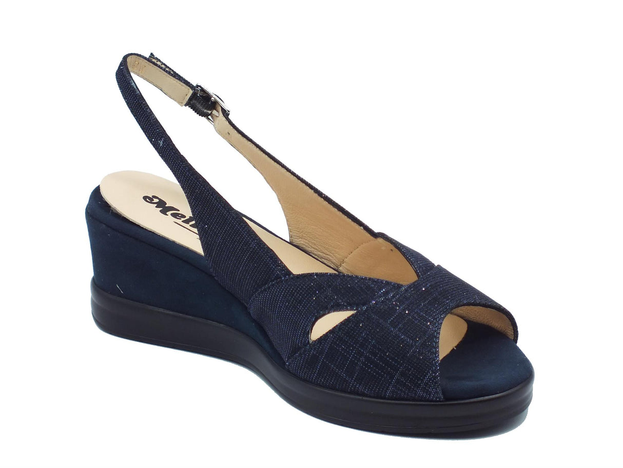 Melluso Melluso R80339 Notte Bianca Sandali per Donna in tessuto brillantinato con zeppa media Notte Bianca