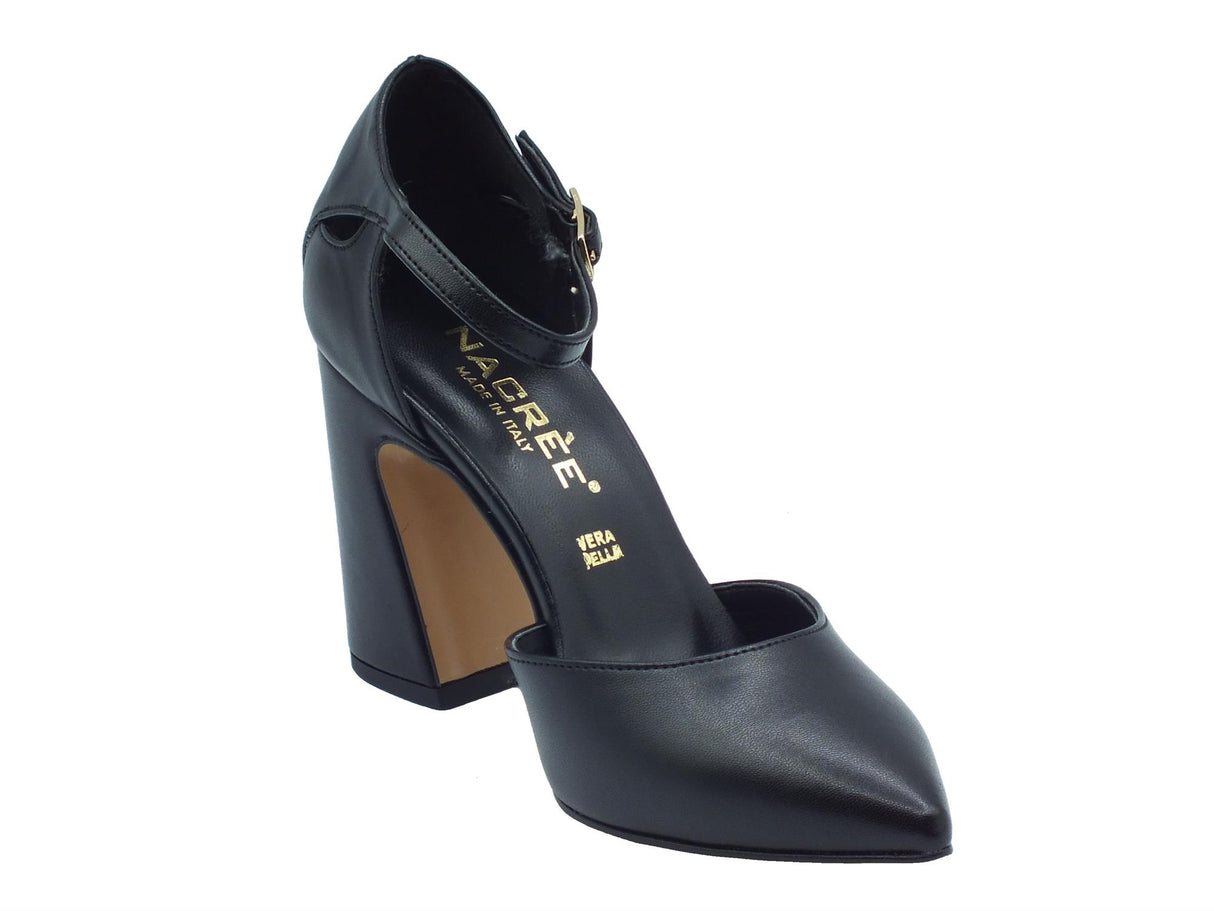 Nacrèe Nacrèe 962G021 Cap Nero Decolte a punta con cinturino per donna in ecopelle con tacco alto Nero