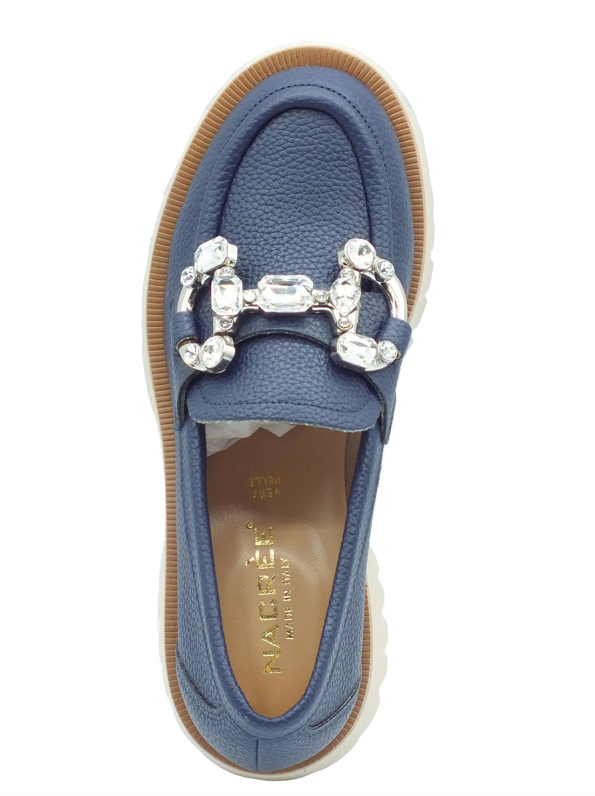 Nacrèe Nacrèe 631R070 Cerv Blu Mocassini eleganti per Donna modello classico in ecopelle con zeppa media Blu