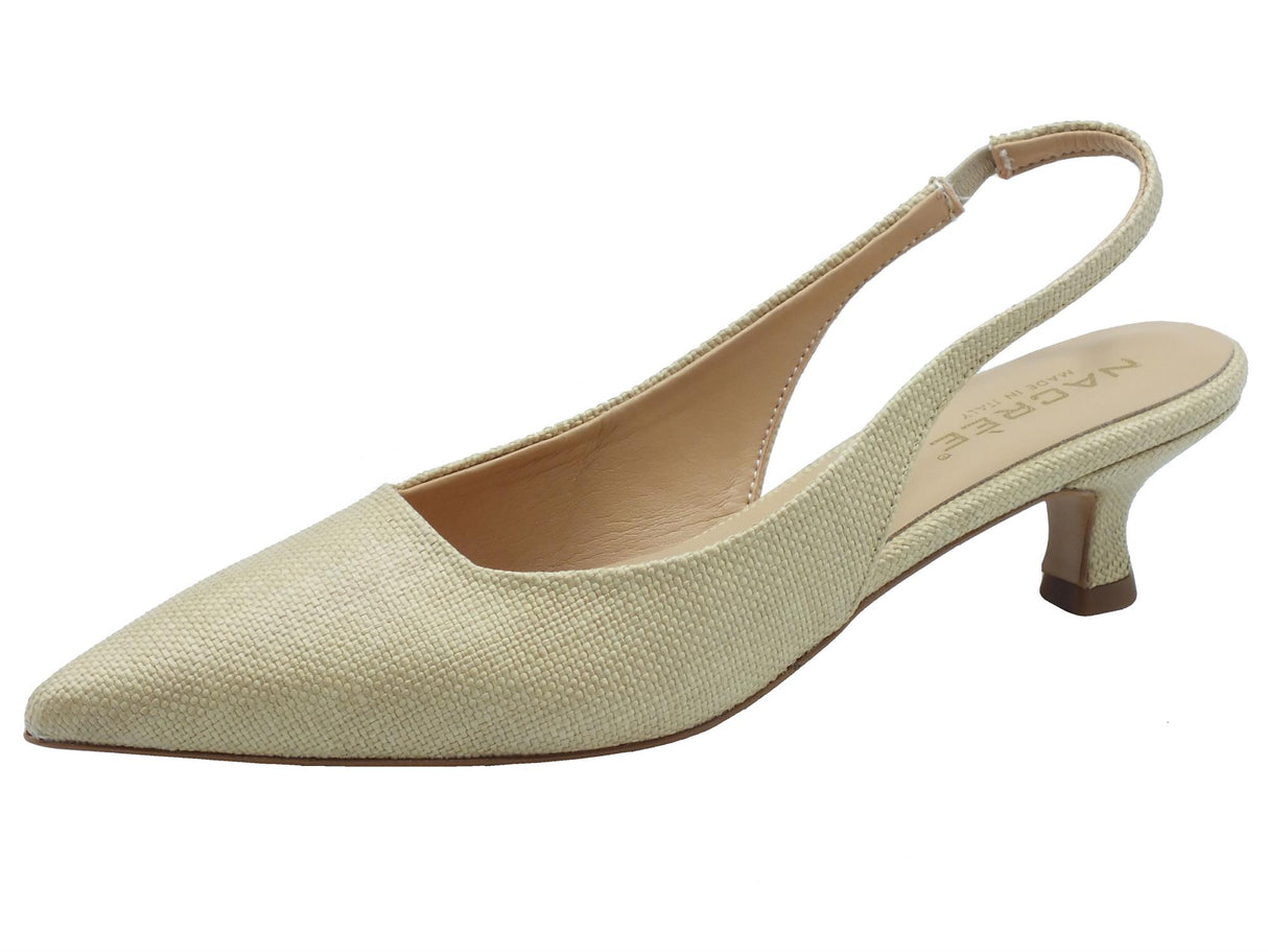 Nacrèe Nacrèe 894M002 OASI Paglia Decolte a punta per donna in tessuto beige con tacco basso beige
