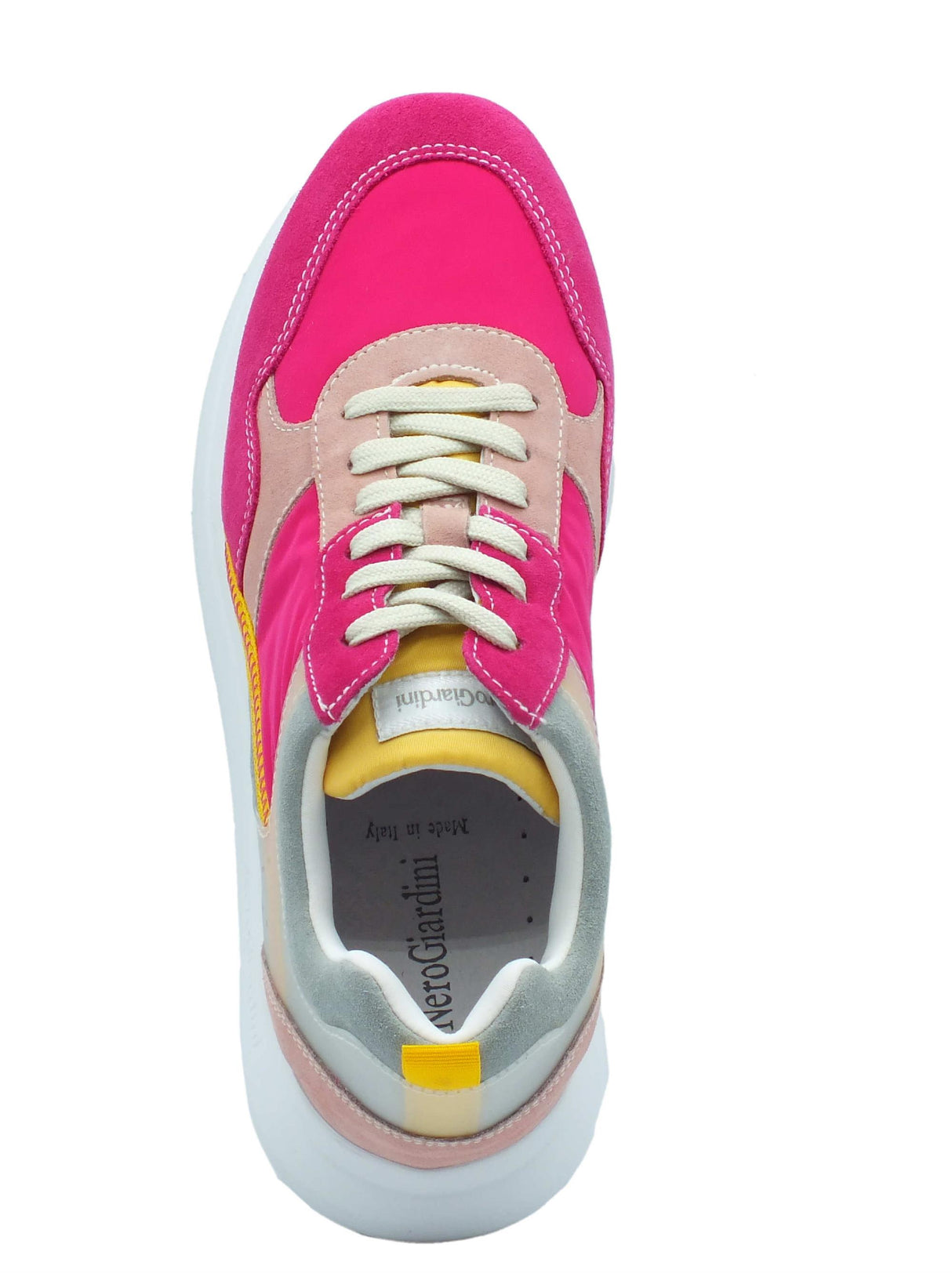 Nero Giardini NeroGiardini E306382D Velour Fuxia Sneakers per Donna in pelle e tessuto zeppa media Fuxia