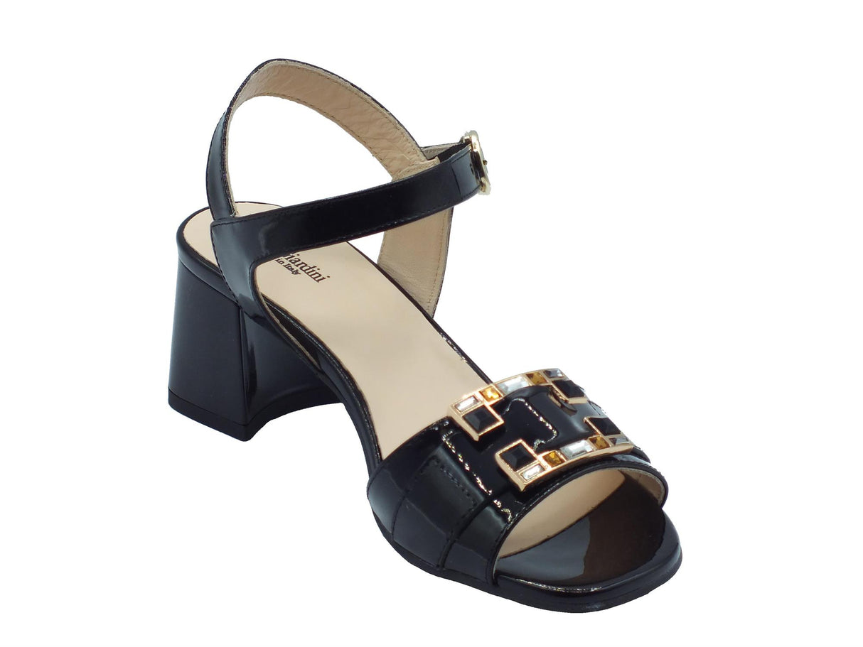Nero Giardini NeroGiardini E410242D Athos Nero Sandali Eleganti per Donna in vernice con tacco medio Nero