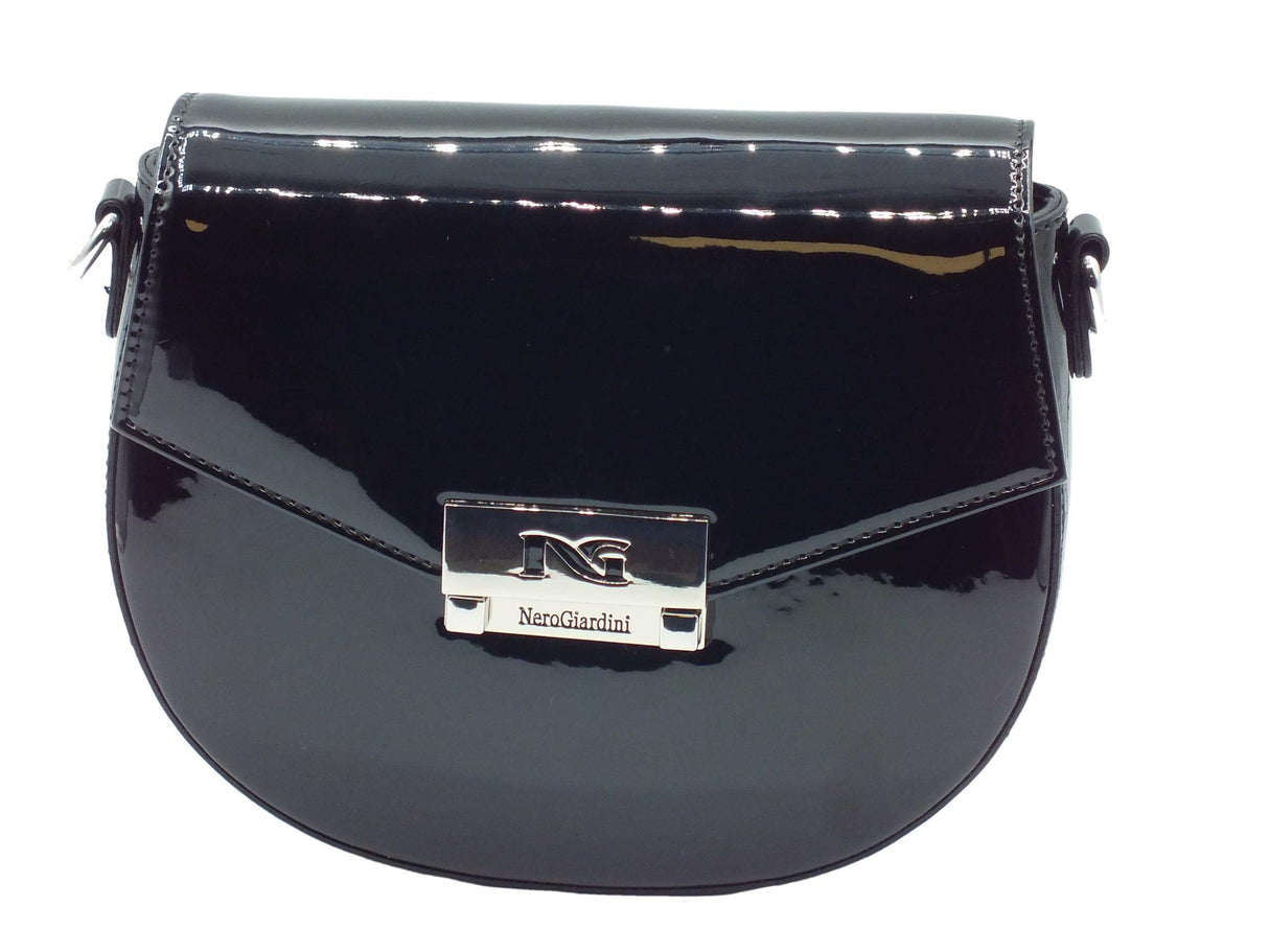 Nero Giardini NeroGiardini E443711D Venus Nero Tracollina in vernice per Donna con pattina e clip Nero