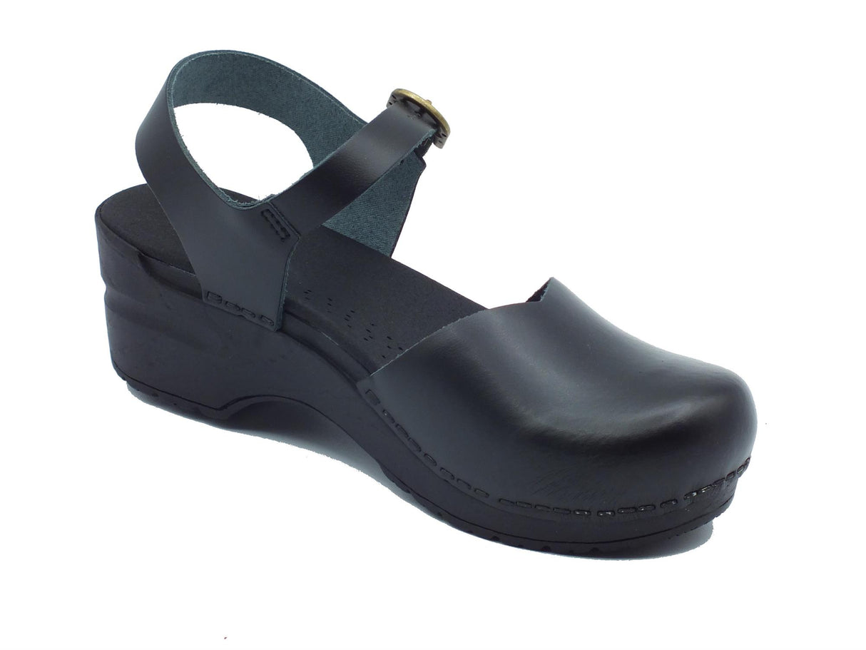 Sanita Sanita 474048 Black Sandali modello zoccolo per Donna in pelle ingrassata nera Black