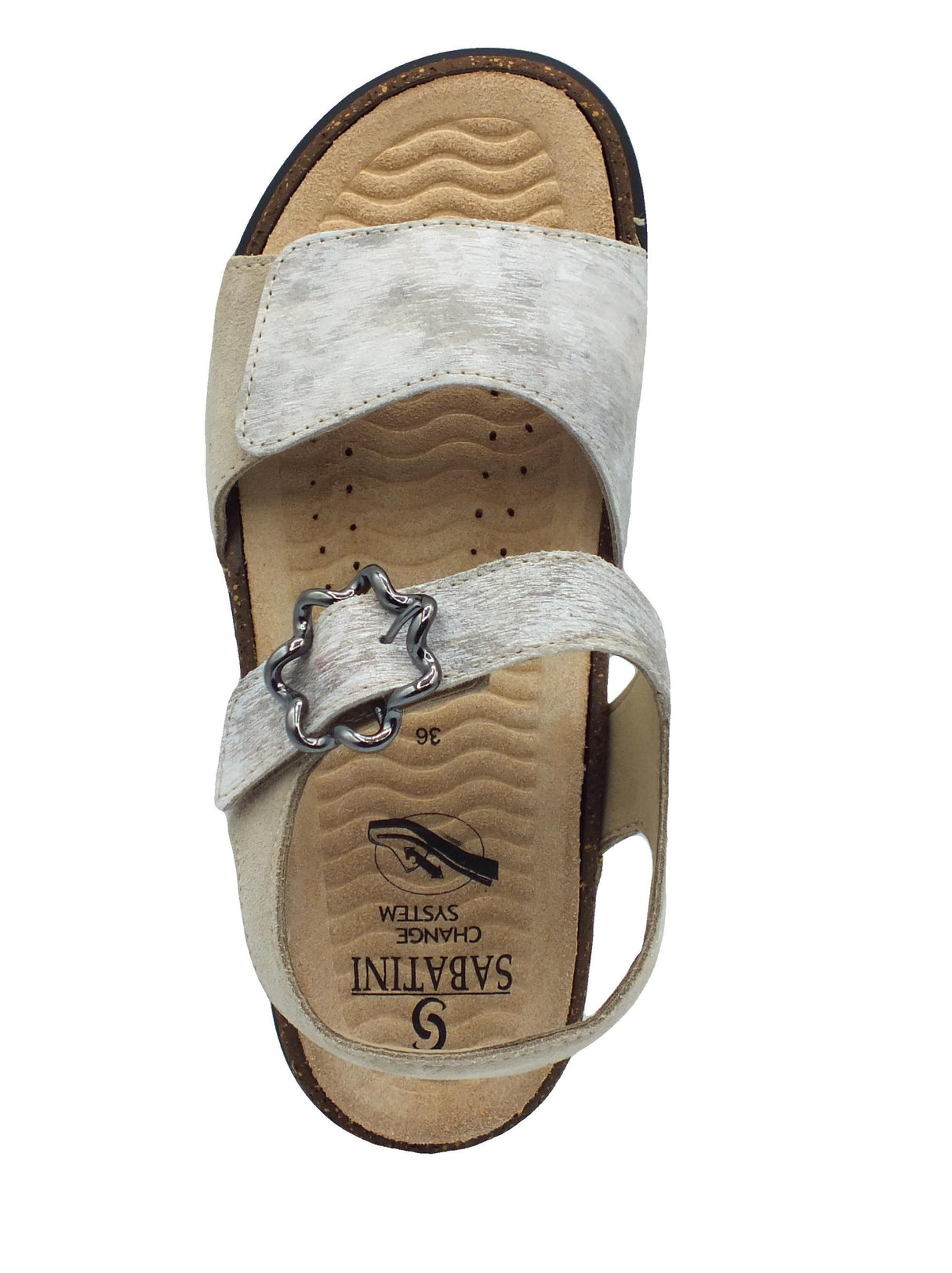 Sabatini Sabatini S1823 Karoli Papiro Camoscio Panna Sandali per Donna in nabuk e pelle con doppio strappo Panna