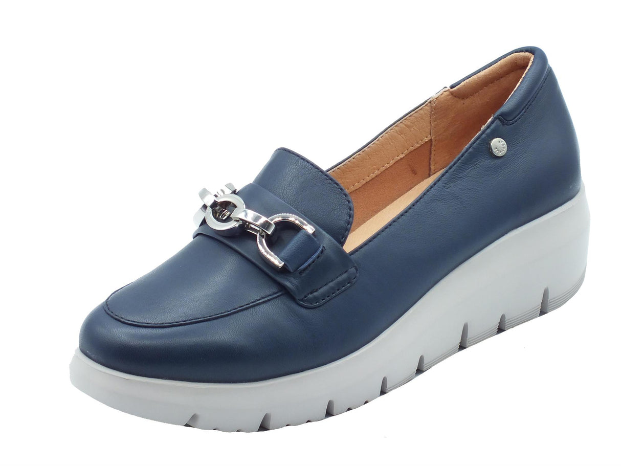 Stonefly Stonefly 220757 Plume Nappa Ocean Blue Mocassini confort per Donna in pelle zeppa media Blue