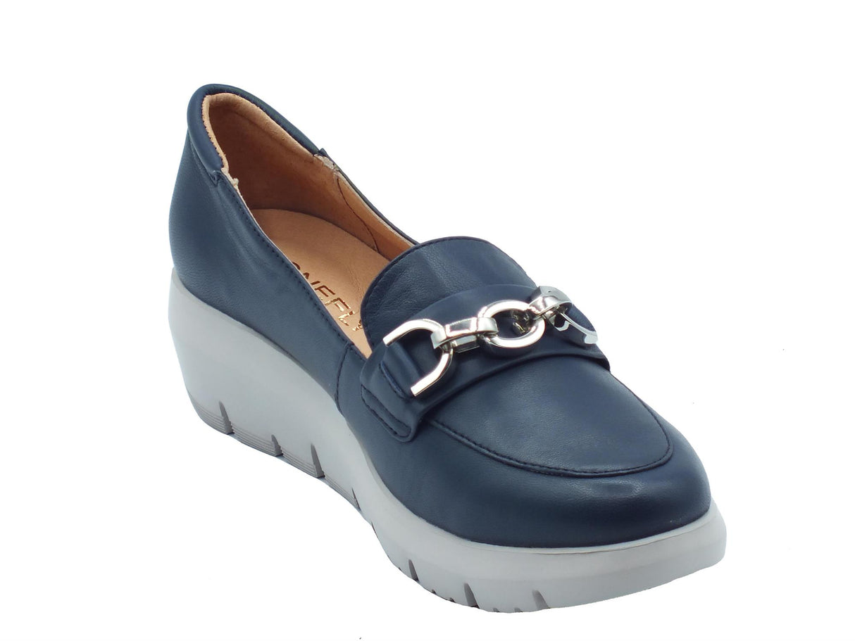 Stonefly Stonefly 220757 Plume Nappa Ocean Blue Mocassini confort per Donna in pelle zeppa media Blue