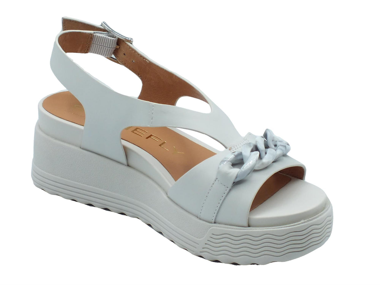 Stonefly Stonefly Sandali zeppa alta Donna 220903 Parky Birch White pelle bianco White