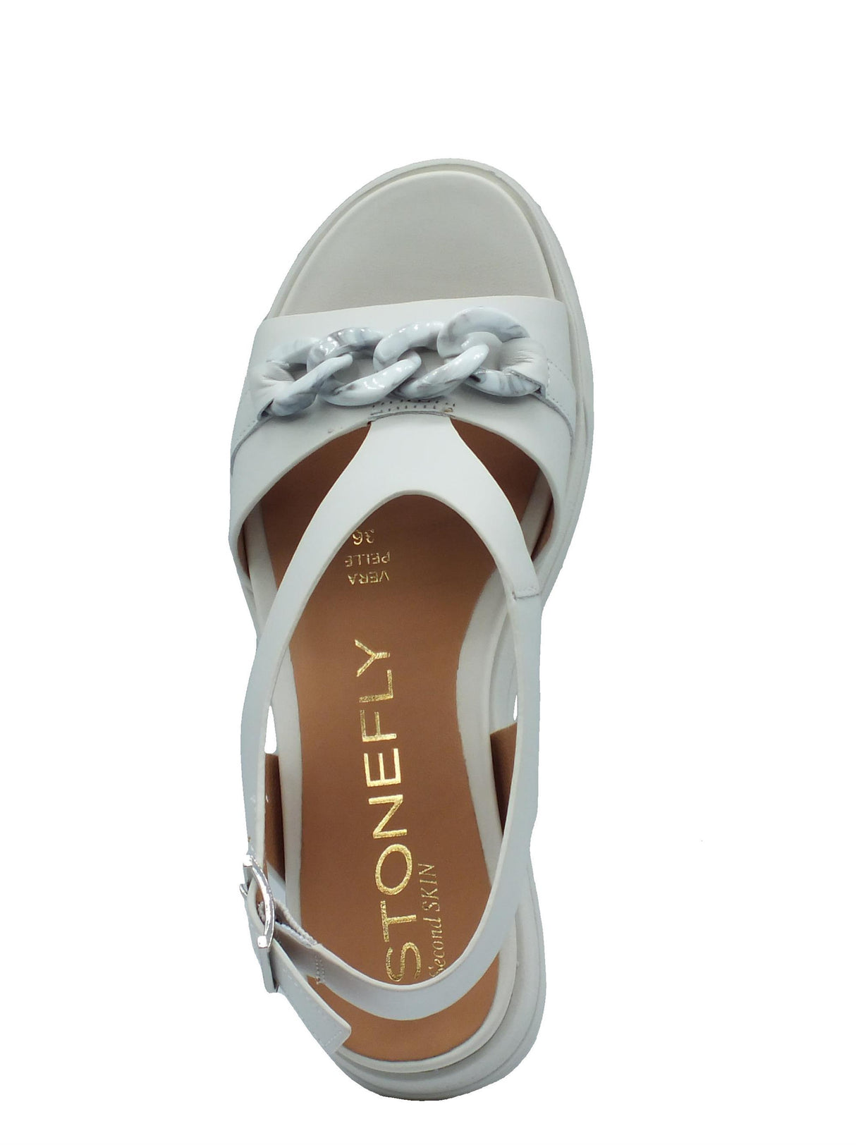 Stonefly Stonefly Sandali zeppa alta Donna 220903 Parky Birch White pelle bianco White