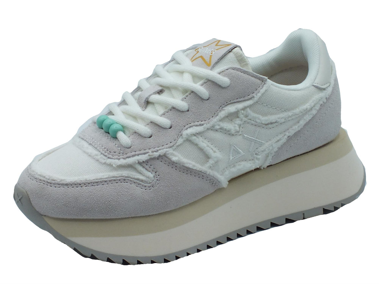 SUN68 SUN68 Z34216 Big Stargirl Canvas Bianco Panna Sneakers Sportive per Donna camoscio tessuto Bianco Panna