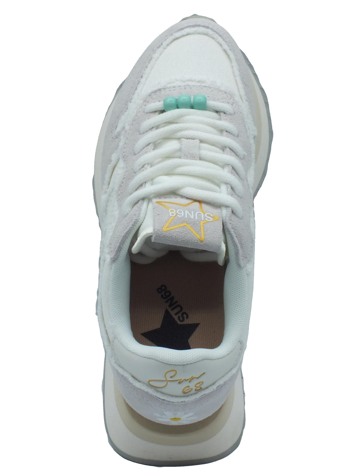 SUN68 SUN68 Z34216 Big Stargirl Canvas Bianco Panna Sneakers Sportive per Donna camoscio tessuto Bianco Panna