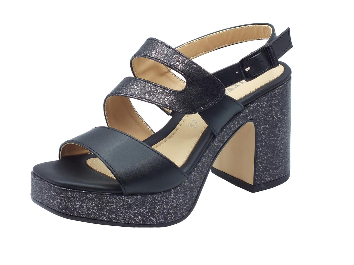 Valleverde Valleverde 32510 Nero Sandali con tacco alto e plateau per donna in ecopelle Nero