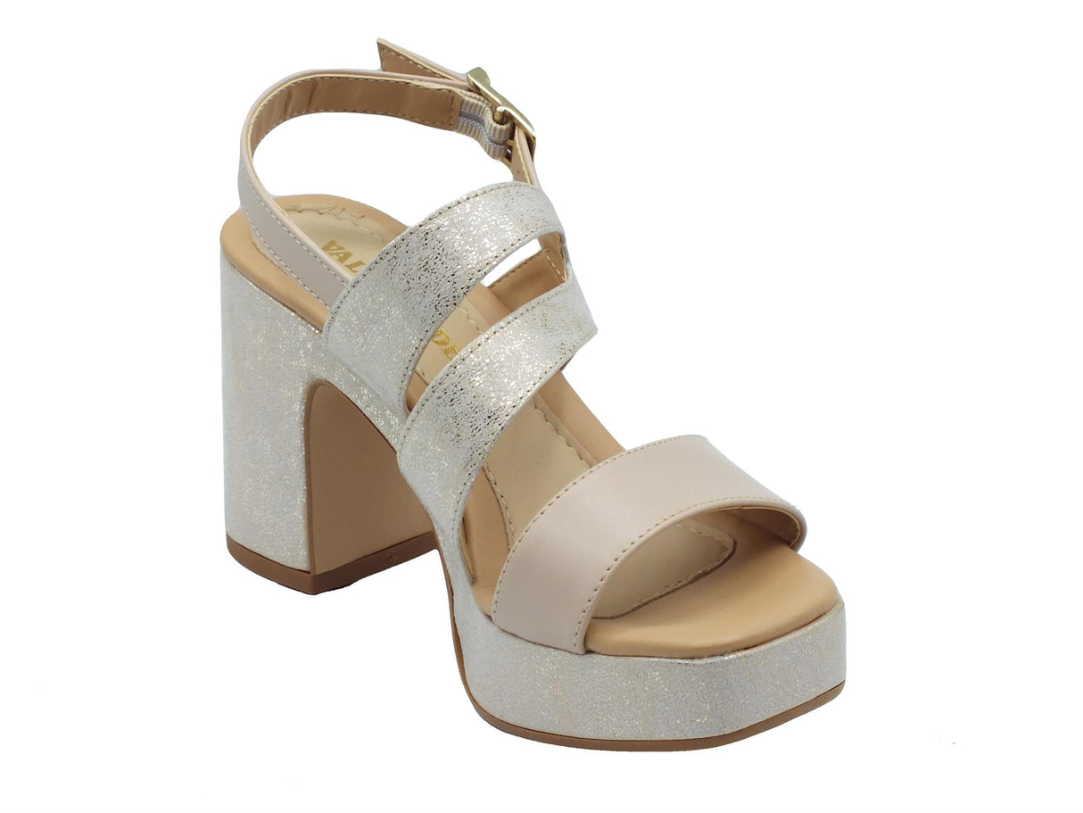 Valleverde Valleverde 32510 Nude Sandali con tacco alto e plateau per donna in ecopelle Nude