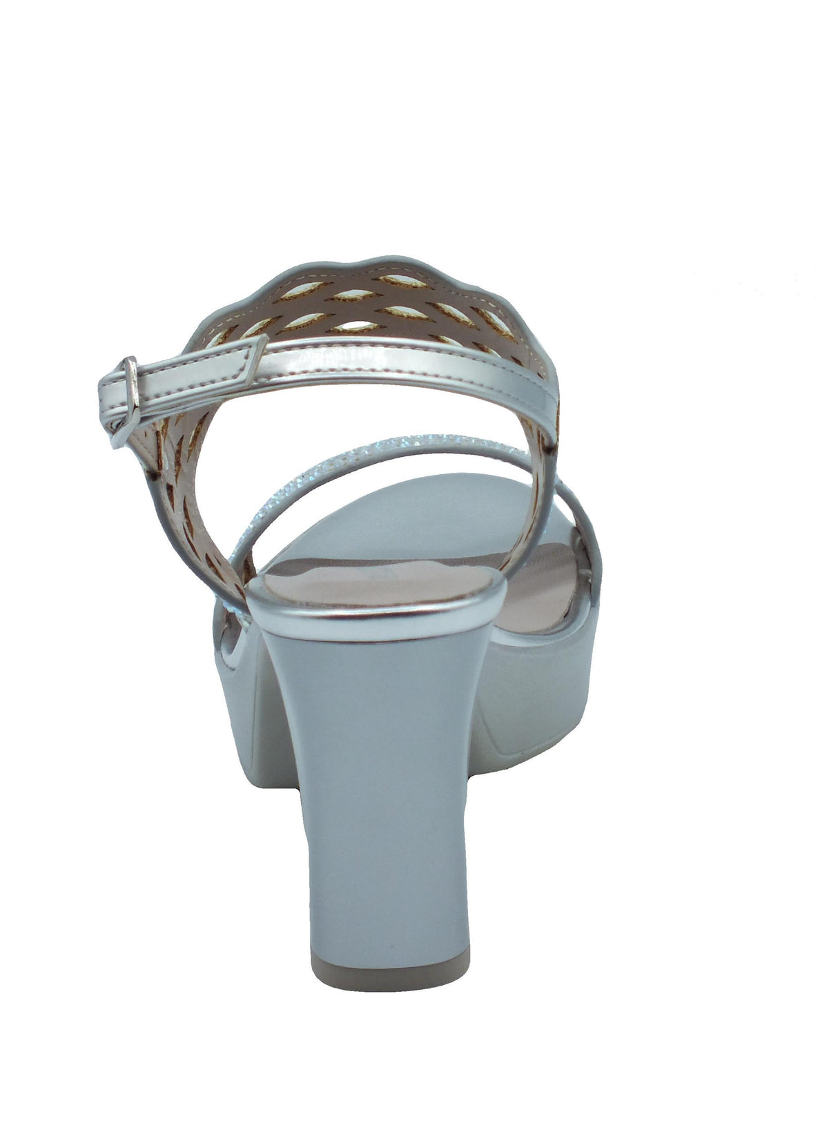Valleverde Valleverde 45384 Silver Sandali con tacco alto e plateau per donna in ecopelle e brillanti Silver
