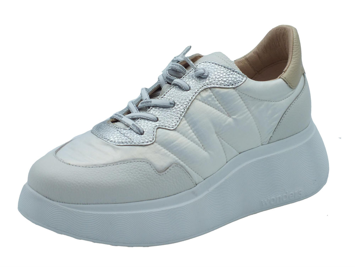 Wonders Wonders A-3602-T Berlin Wild Off Blanco Sneakers per Donna in pelle bianco e tessuto Wild Off Blanco