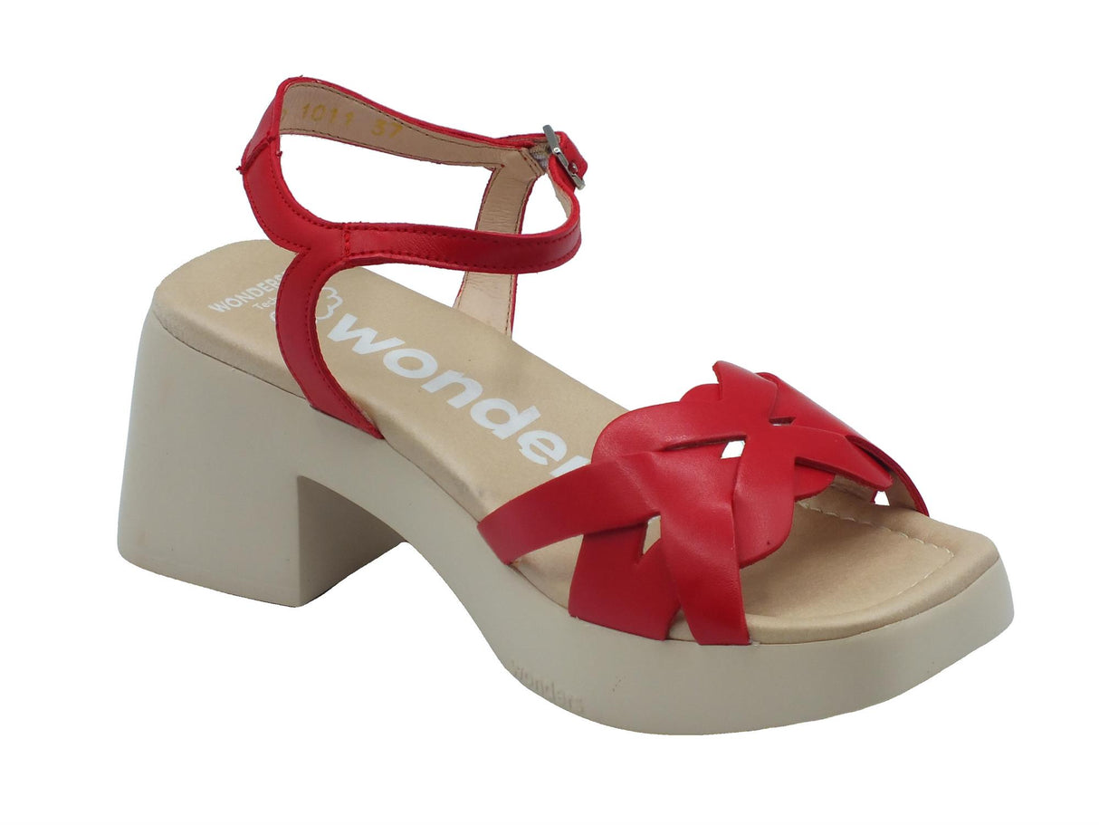 Wonders Wonders D-1011 Catalina Iseo Rojo Sandali per Donna in pelle rossa con tacco alto Iseo Rojo