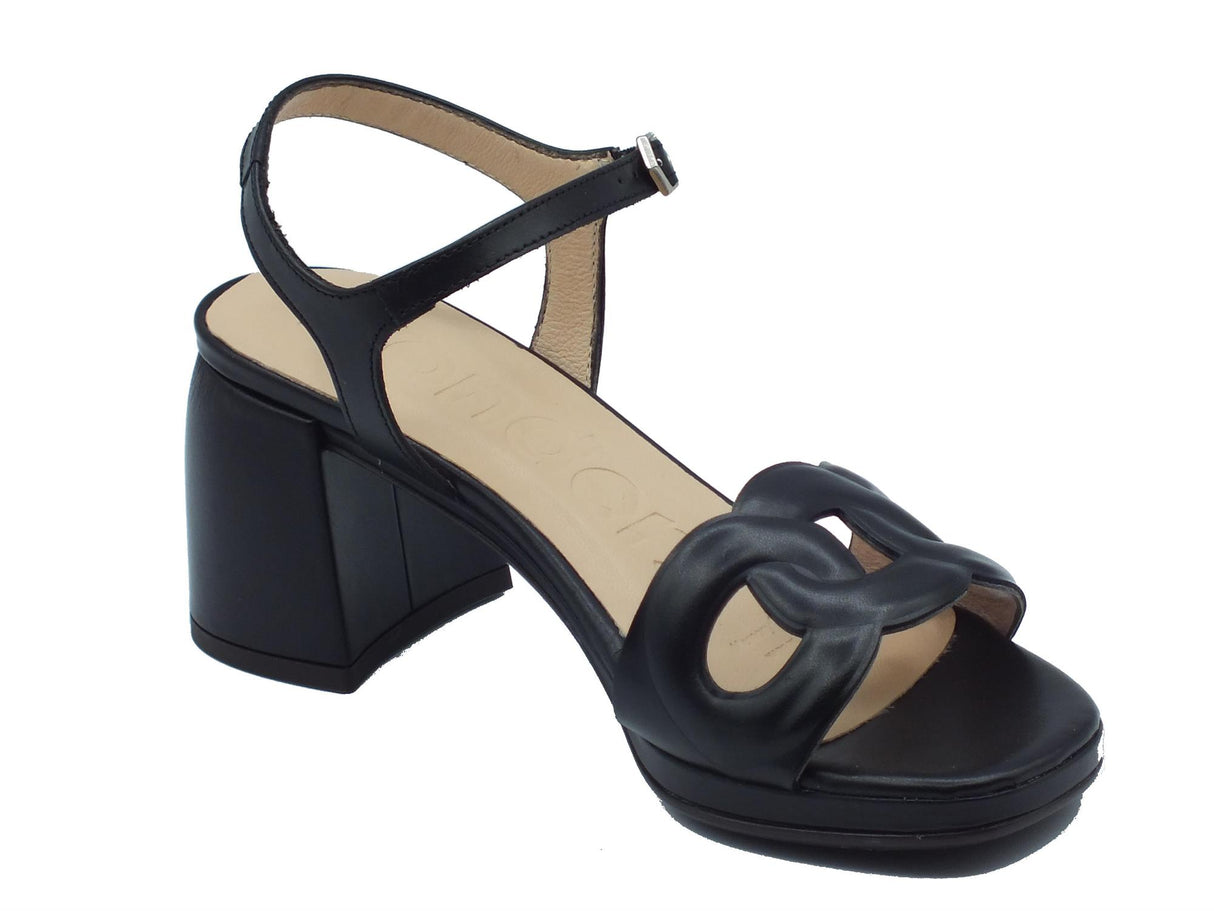 Wonders Wonders Sandali tacco alto Donna F-8210 Emilia Aise Negro pelle nero Negro