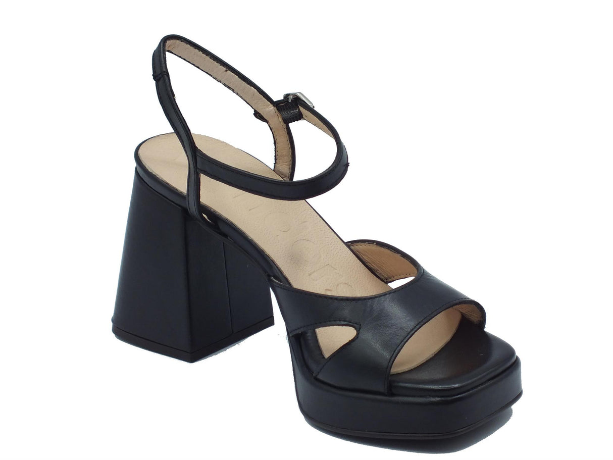 Wonders Wonders M-5311 Iseo Negro Sandali per Donna in pelle nera con tacco alto e plateau Iseo Negro