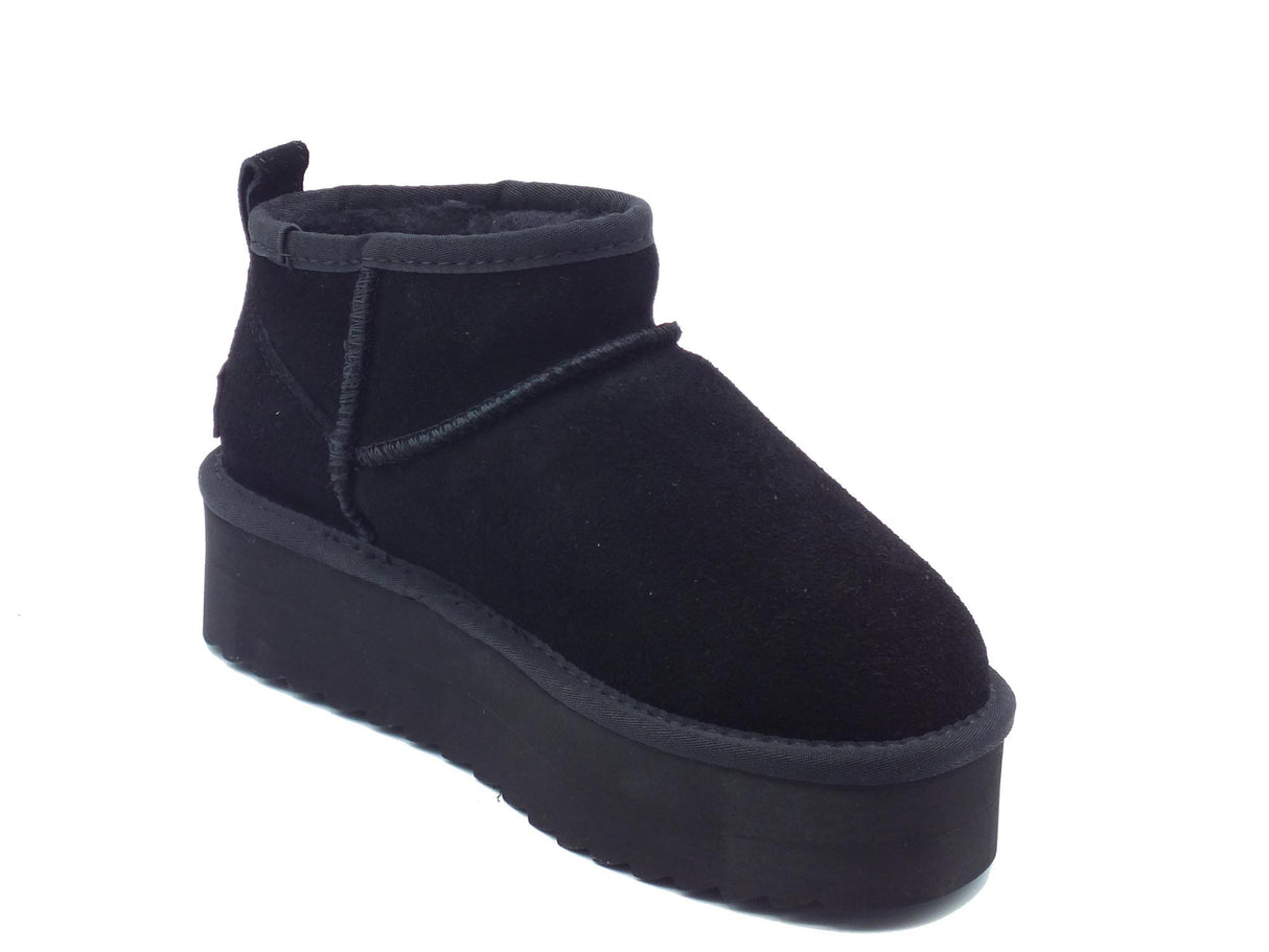 Colors of California Colors of California HC.YWPLA01 Black mammuttini per Donna in nabuk con pile zeppa alta Black