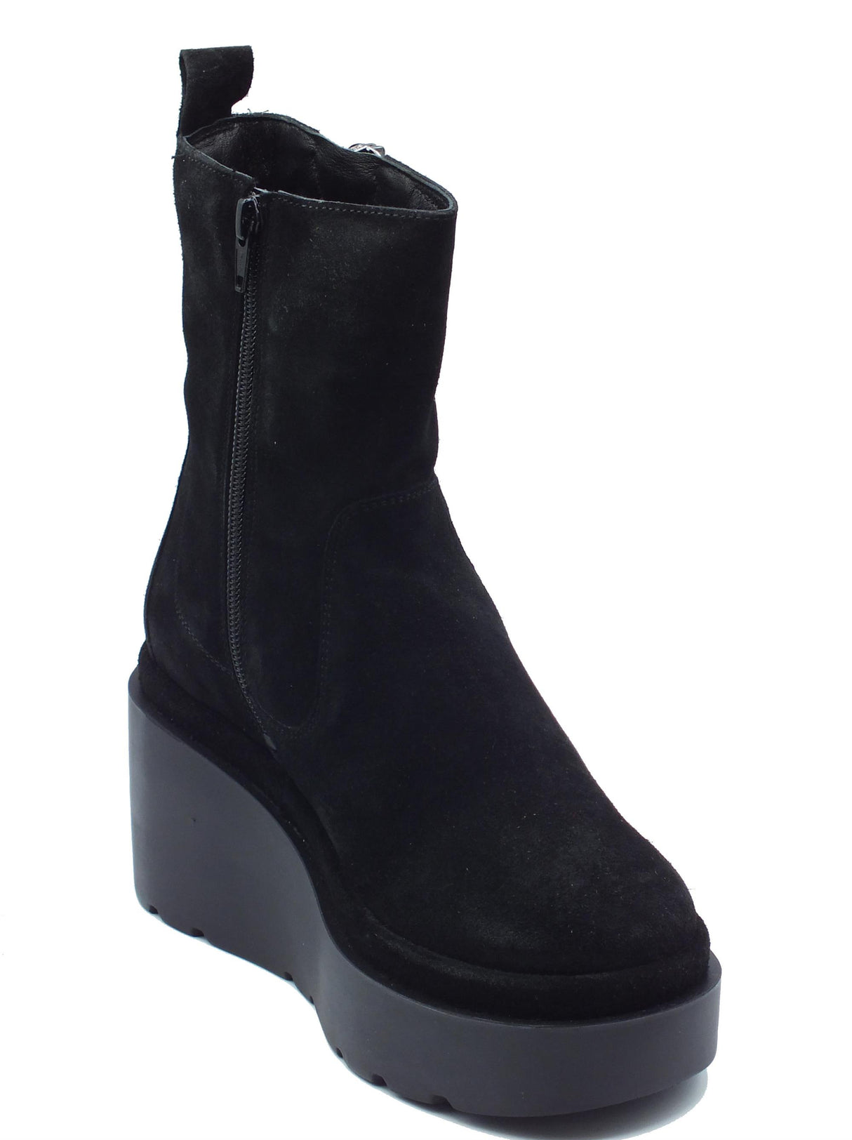 CafèNoir CAFèNOIR HA6011 Nero Tronchetti per Donna in nabuk con lampo e zeppona Nero