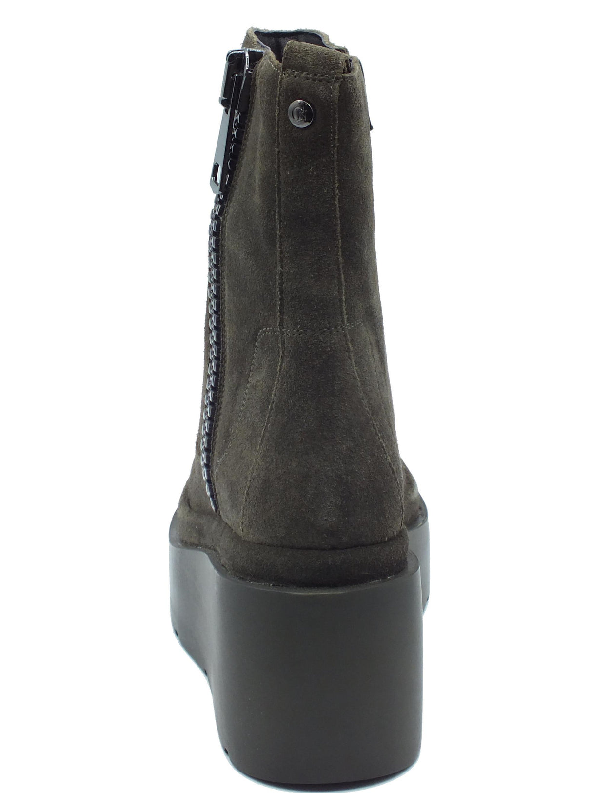 CafèNoir CAFèNOIR HA6011 Verde Tronchetti per Donna in nabuk con lampo e zeppona Verde