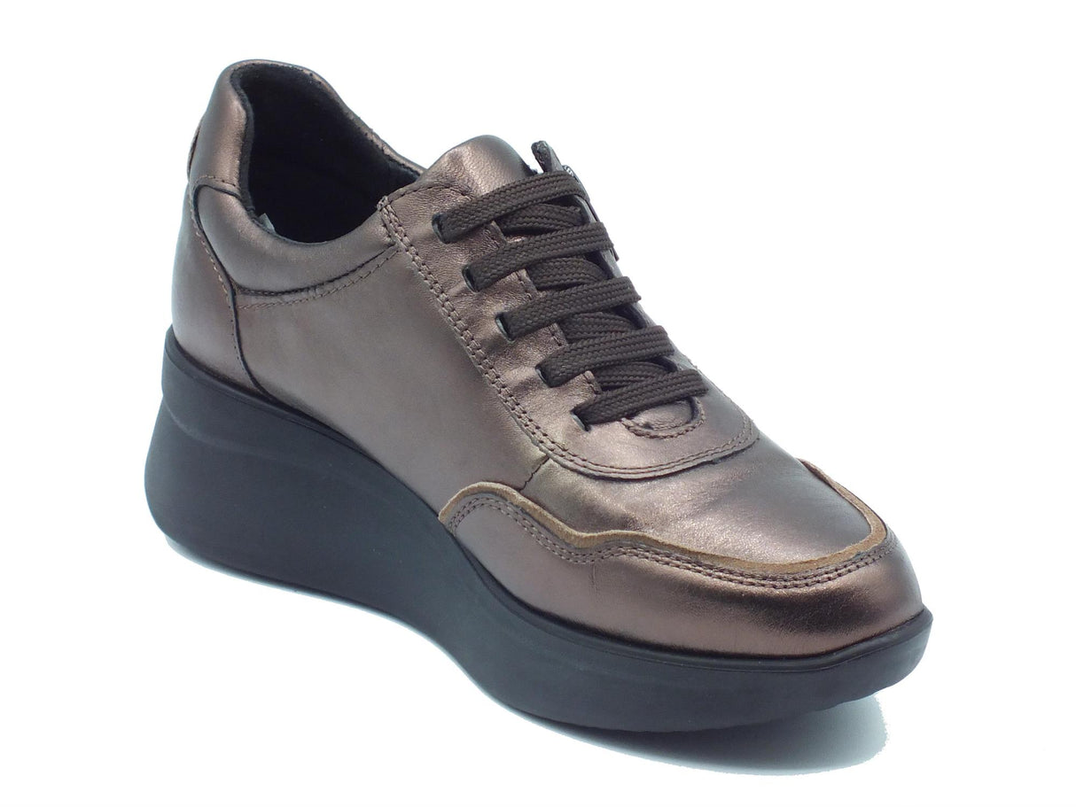 Cinzia Soft Cinzia Soft IV8622579 Zinc Clay Sneakers Confort per Donna in pelle con lacci e lampo Zinc Clay