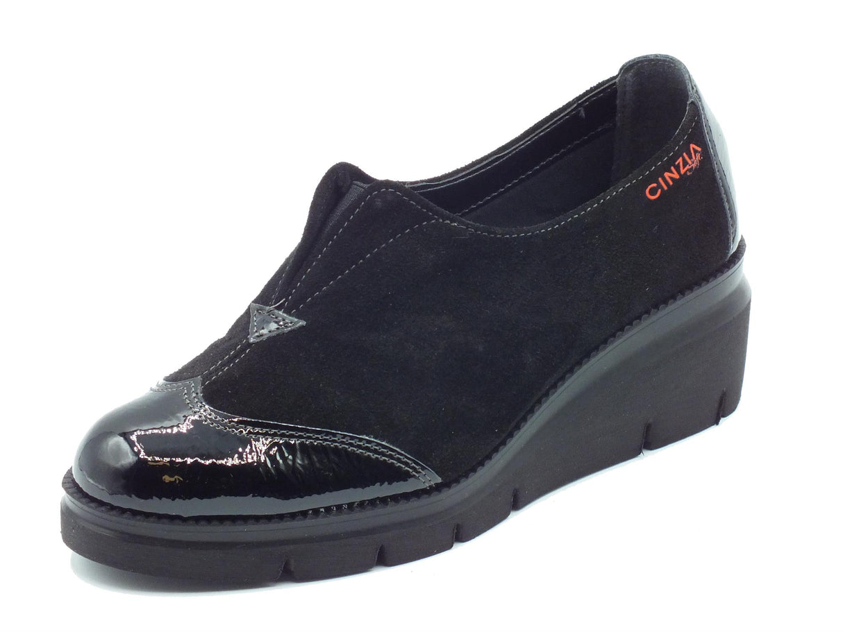 Cinzia Soft Cinzia Soft RI91113 Nero Mocassini Comfort per Donna in nabuk e vernice Nero