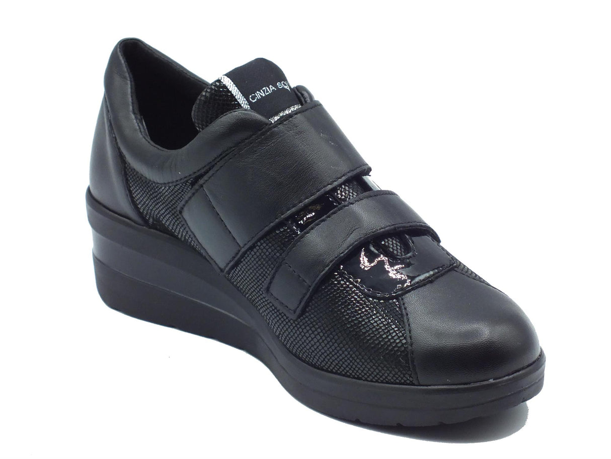 Cinzia Soft Cinzia Soft IV5405A Black Sneakers Confort per Donna in pelle con doppio strappo Black