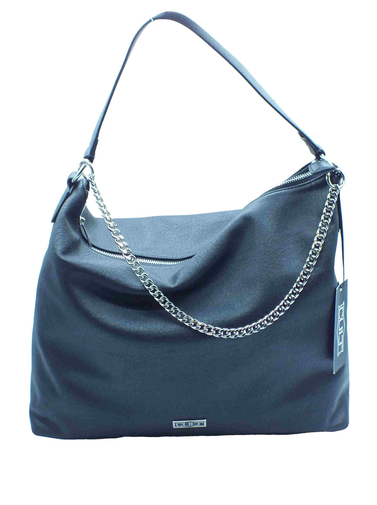 CULT CULT Nico X11.003 Nero Borsa morbida e grande con monospalla per Donna in ecopelle effetto crepa Nero