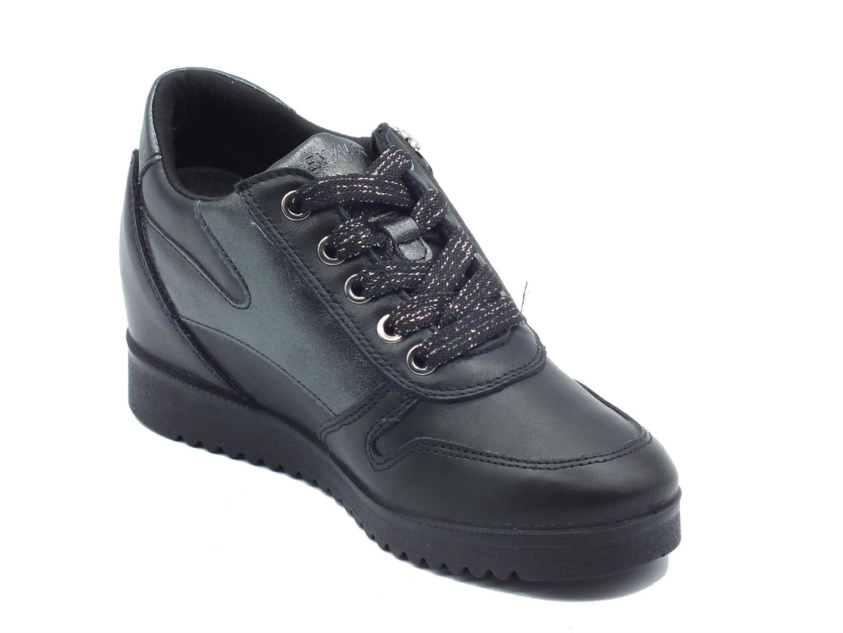 ENVAL Soft ENVAL Soft 6771100 Nappa Nero Sneakers confort con lampo e lacci per Donna in pelle con zeppa bassa Nero