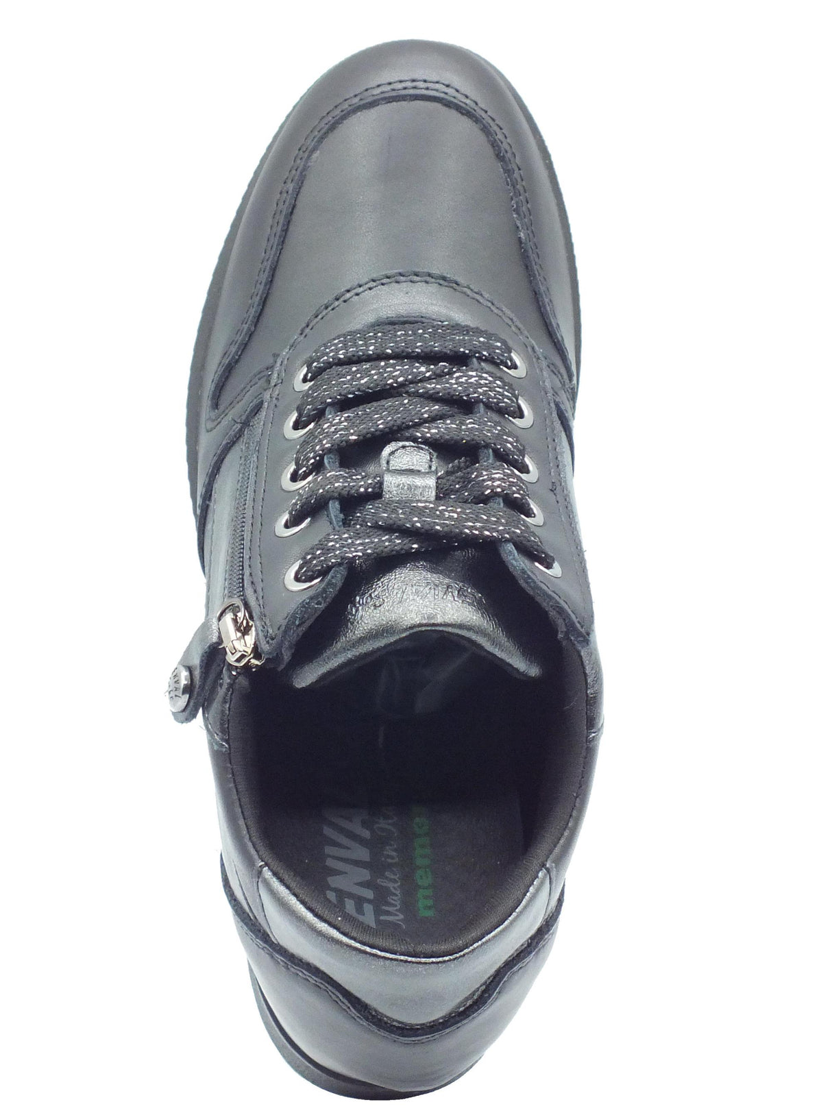 ENVAL Soft ENVAL Soft 6771100 Nappa Nero Sneakers confort con lampo e lacci per Donna in pelle con zeppa bassa Nero