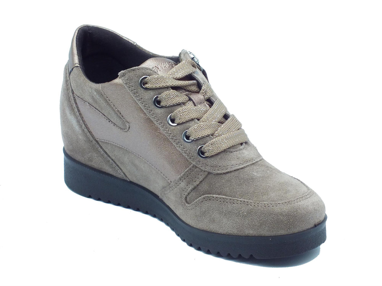 ENVAL Soft ENVAL Soft 6771144 Scam Sup Fango Sneakers confort lampo lacci Donna nabuk satinato con zeppa bassa Fango