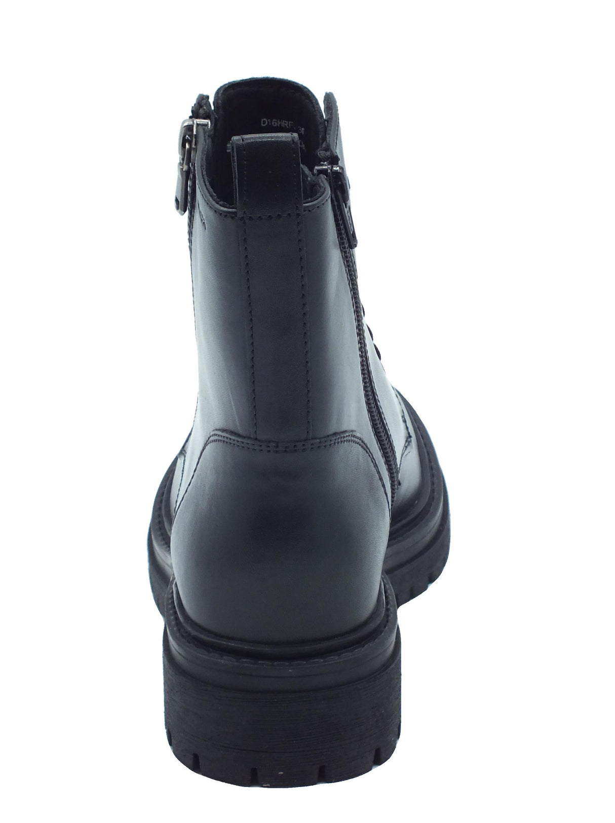 Geox Geox D16HRF Iridea Black Anfibi per donna in pelle nera con lacci e lampo Black