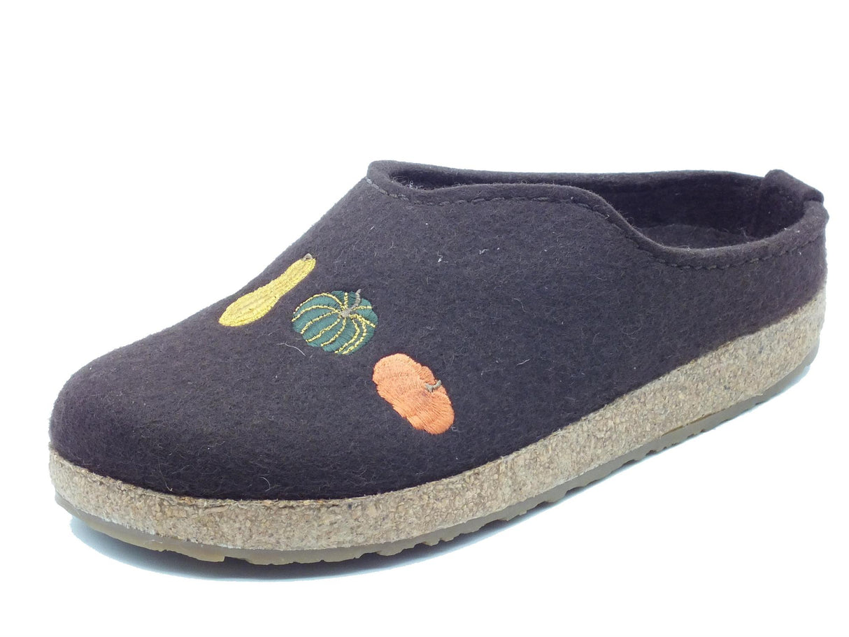 Haflinger Haflinger Grizzly Kurbis 741043 Espresso Pantofole Sabot per Donna in lana cotta testa di moro Espresso